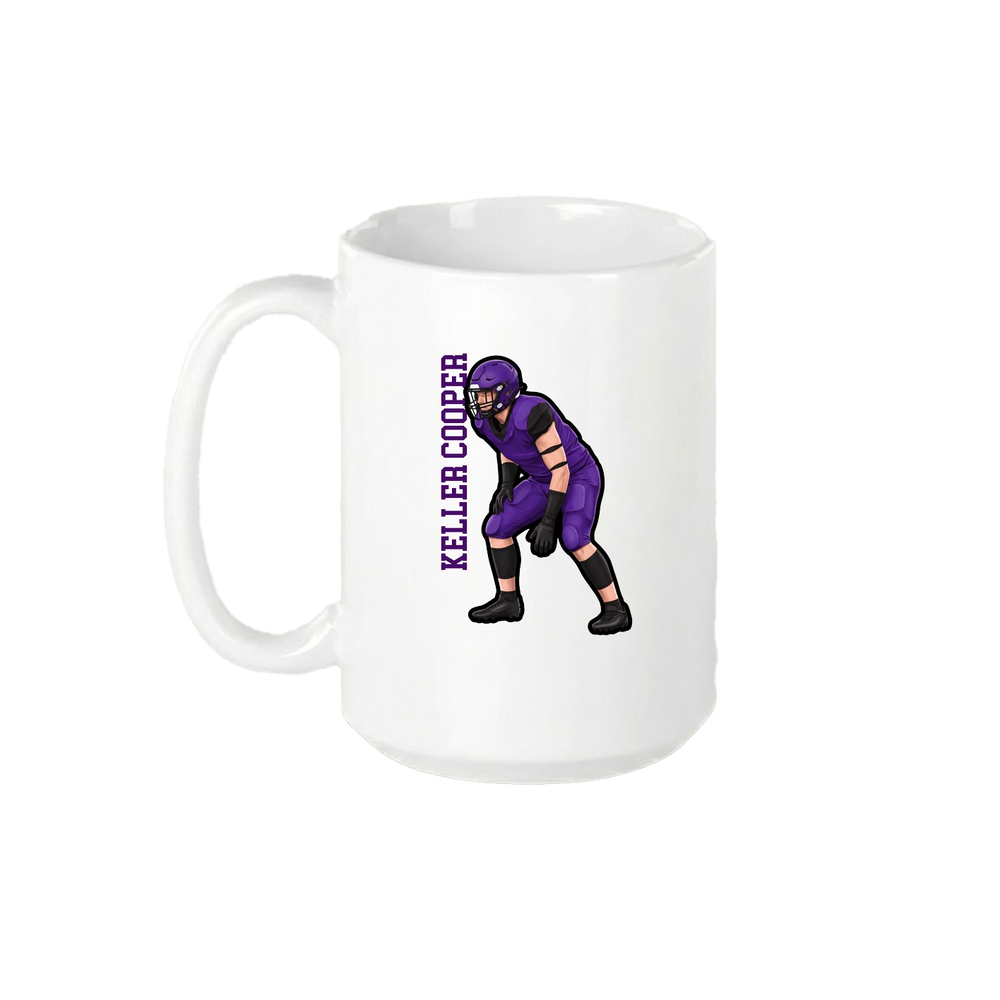 15oz Coffee Mug — Name Vertical in White
