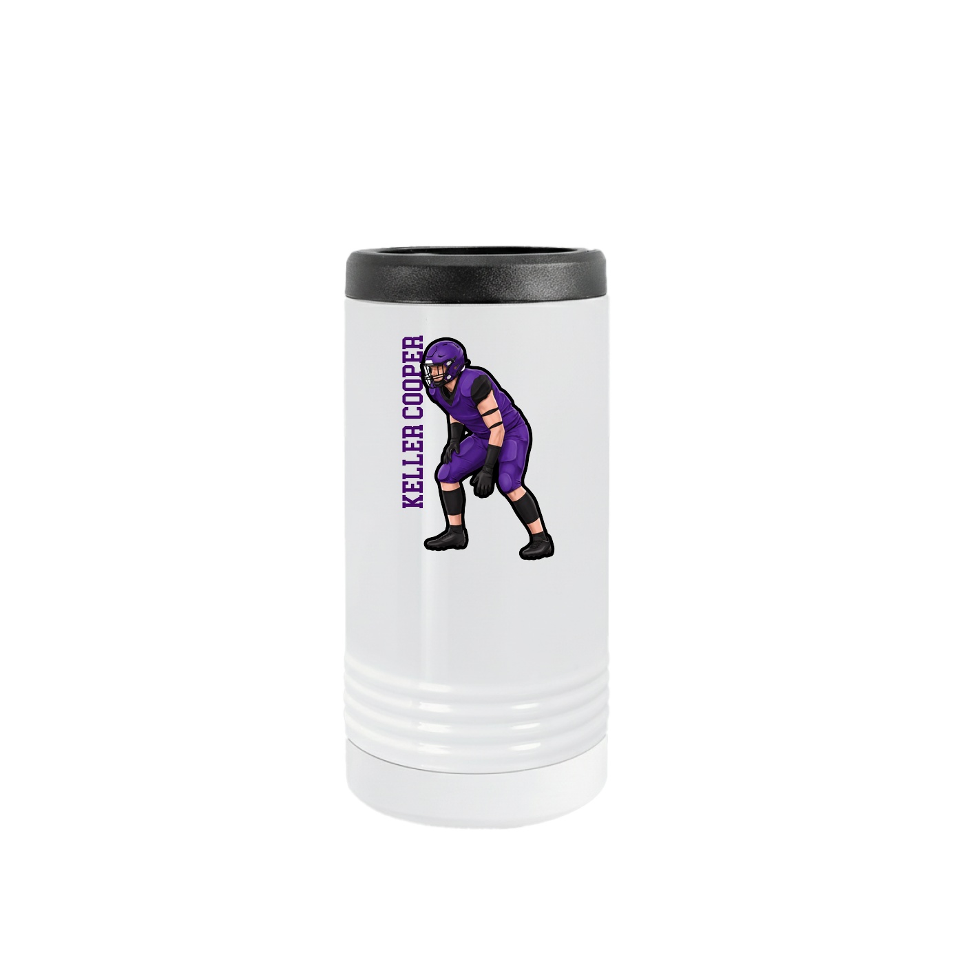 Slim Beverage Holder — Name Vertical in White