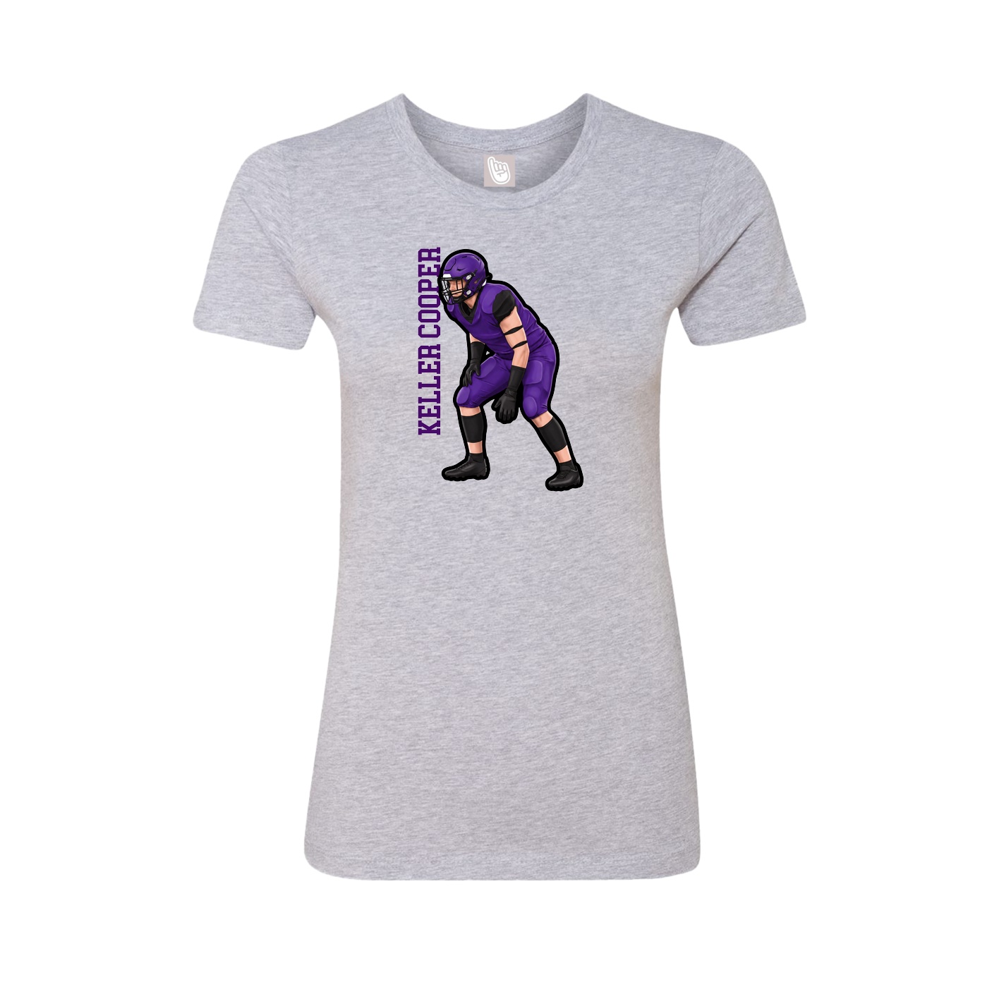 Fitted Women's Tee — Name Vertical in Grey