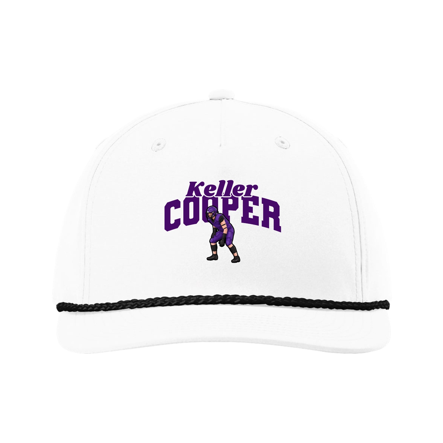 Five-Panel Classic Rope Cap — Signature Arch in White