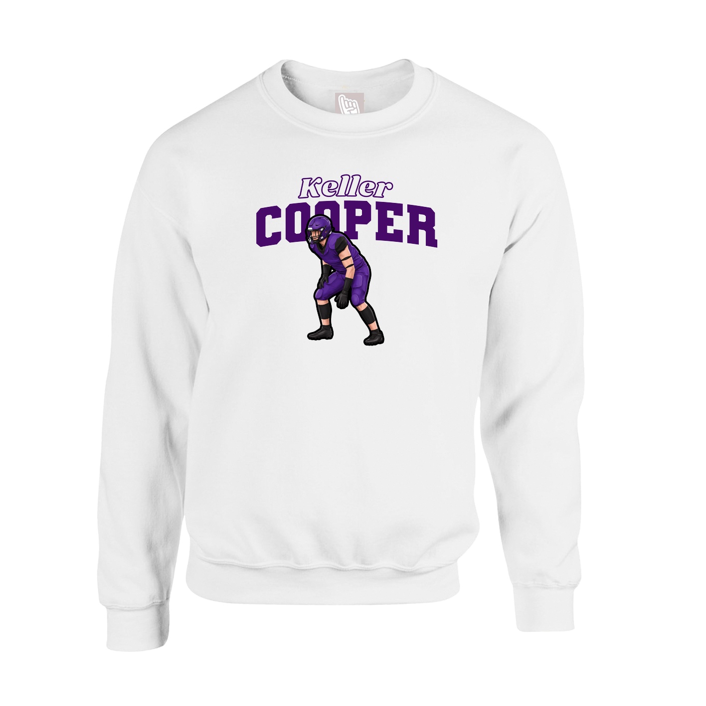 Fleece Crew — Name Arch in White
