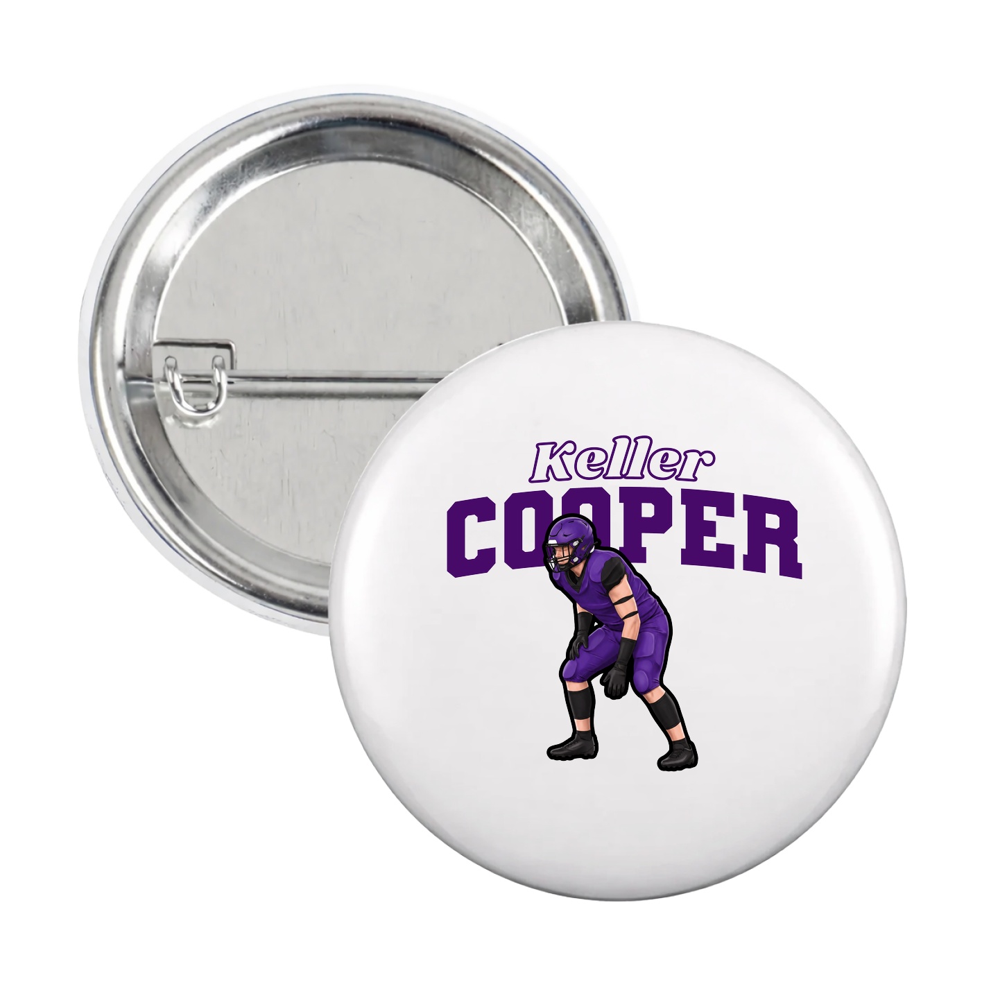 Game Day Button — Name Arch in White