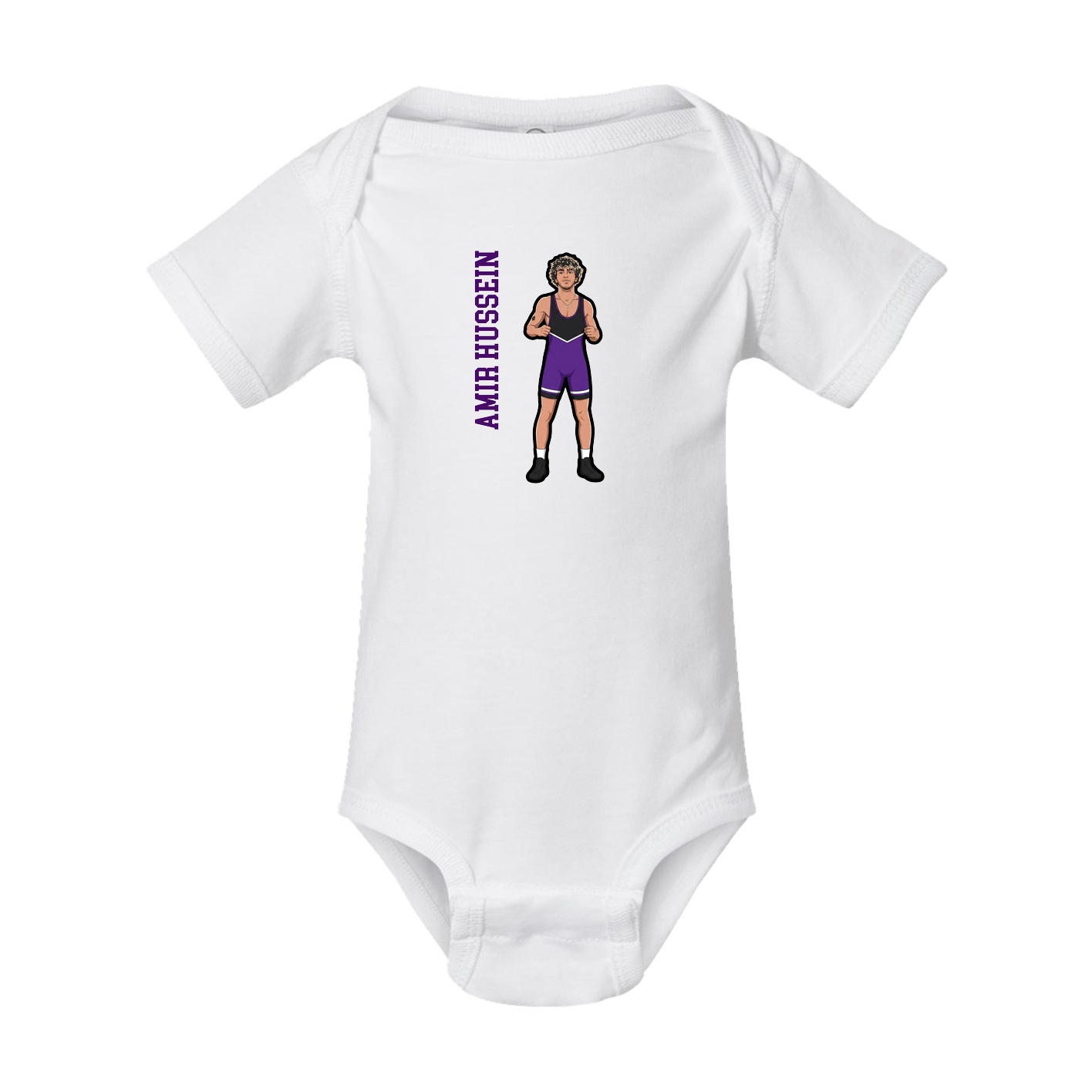 Baby Onesie — Name Vertical in White