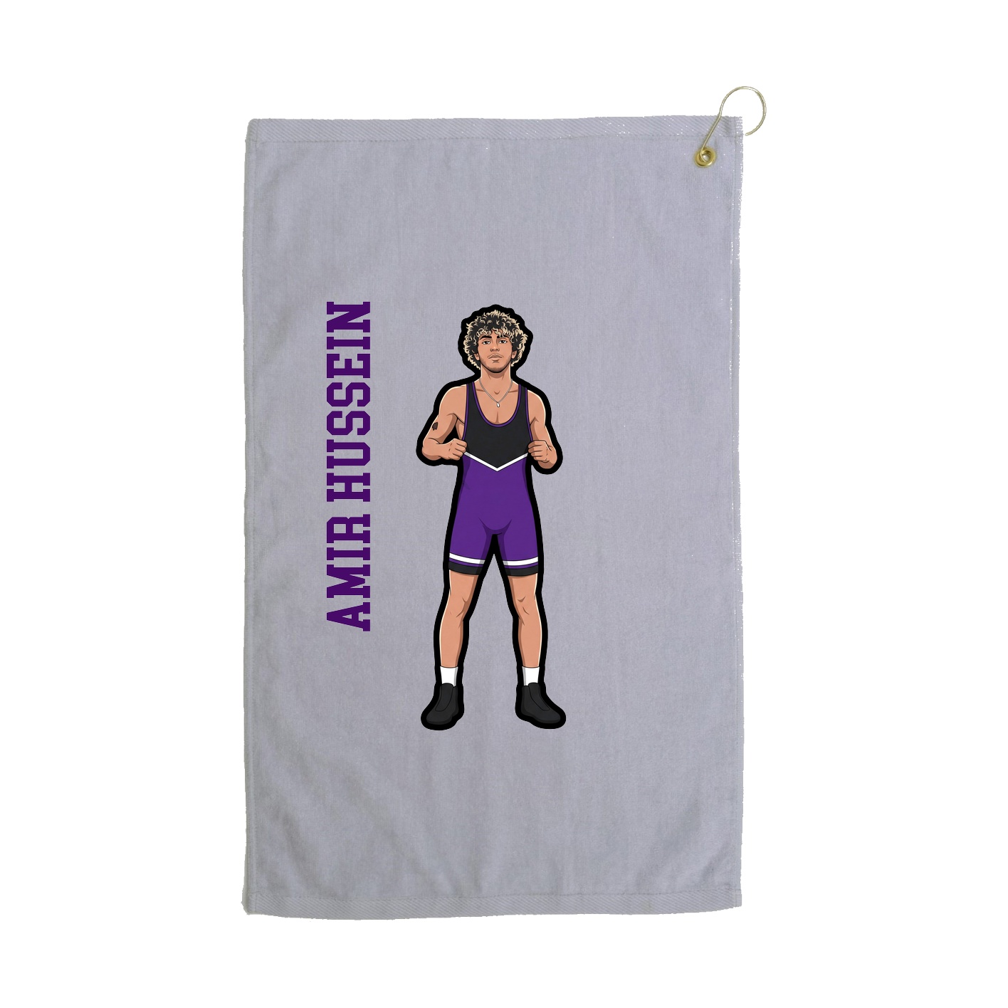 Golf Towel — Name Vertical in Grey