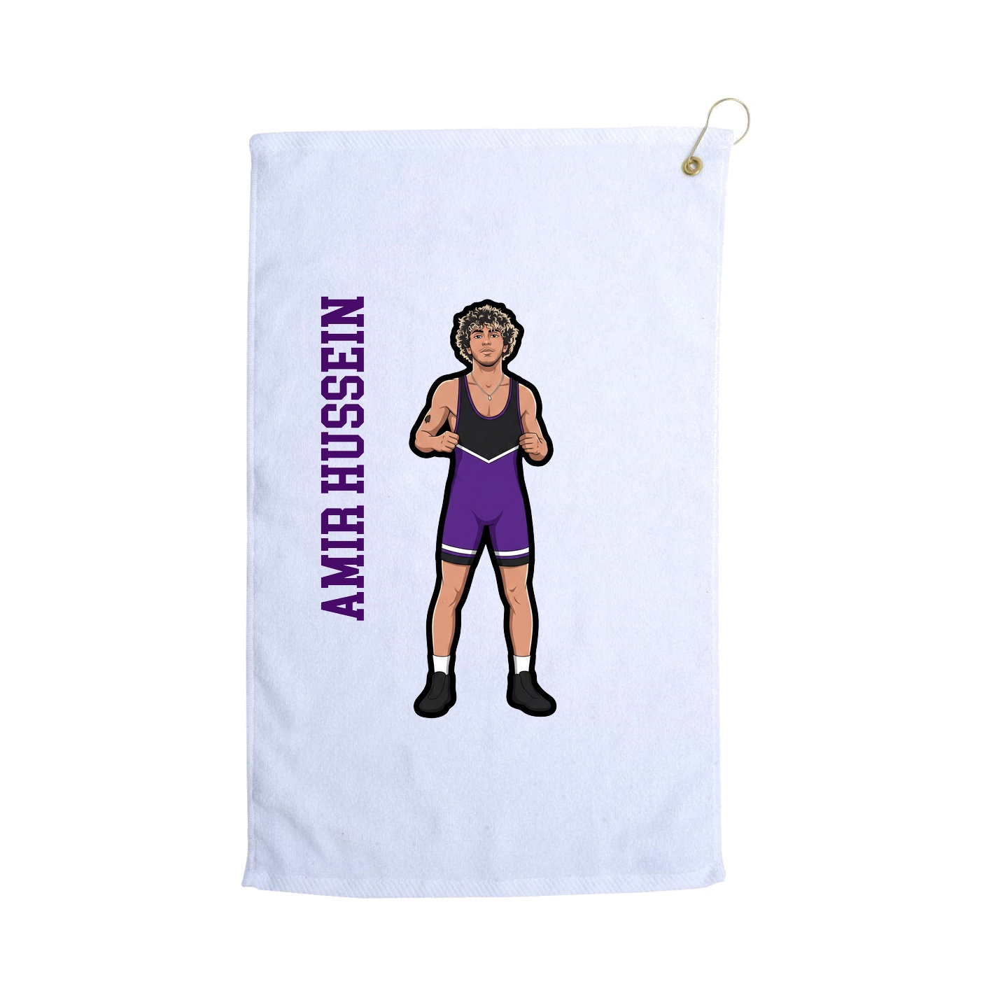 Golf Towel — Name Vertical in White