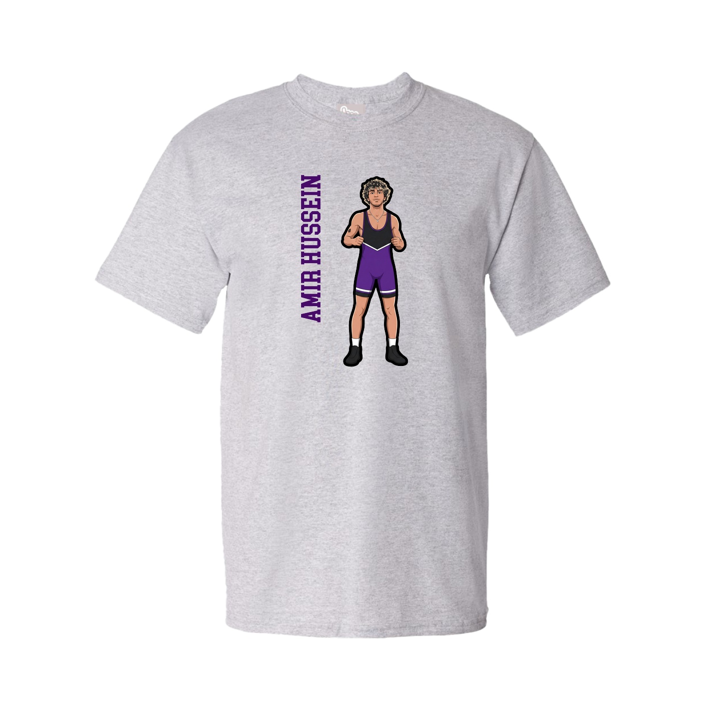 Tee — Name Vertical in Grey