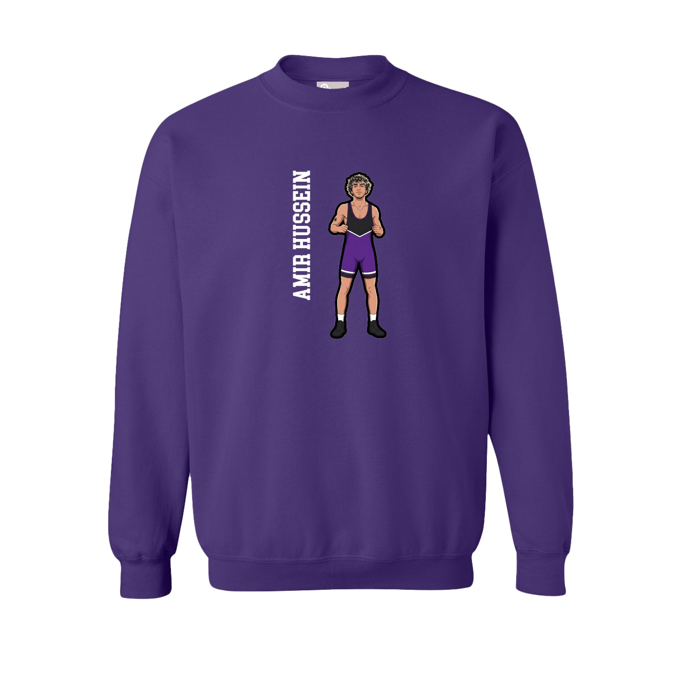 Fleece Crew — Name Vertical in Purple