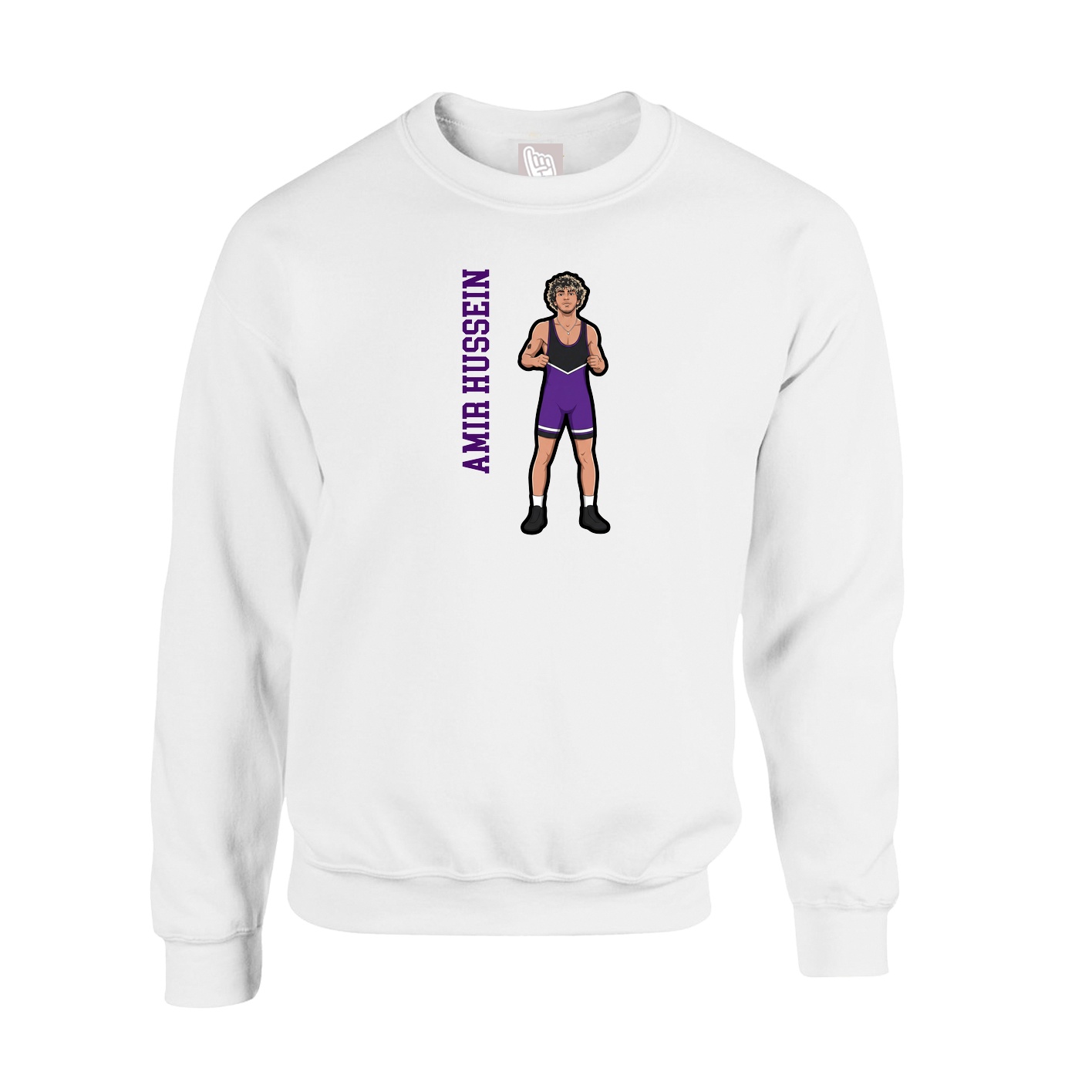 Fleece Crew — Name Vertical in White