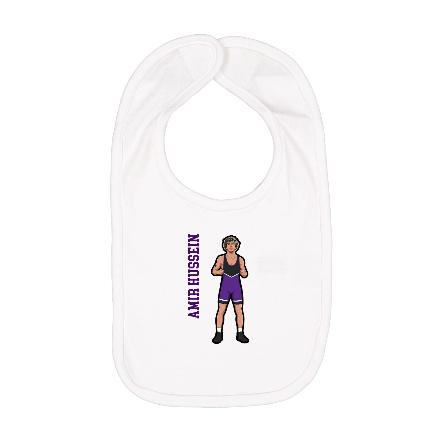 Infant Bib — Name Vertical in White