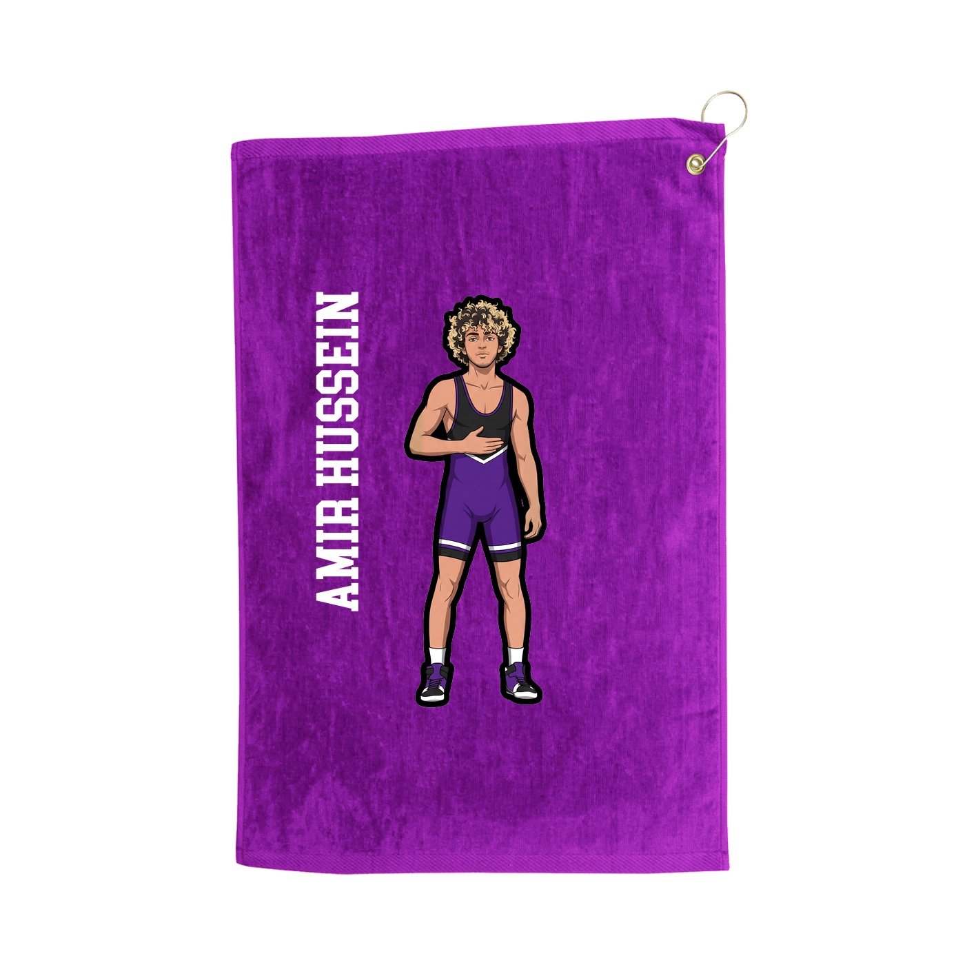 Golf Towel — Name Vertical in Purple