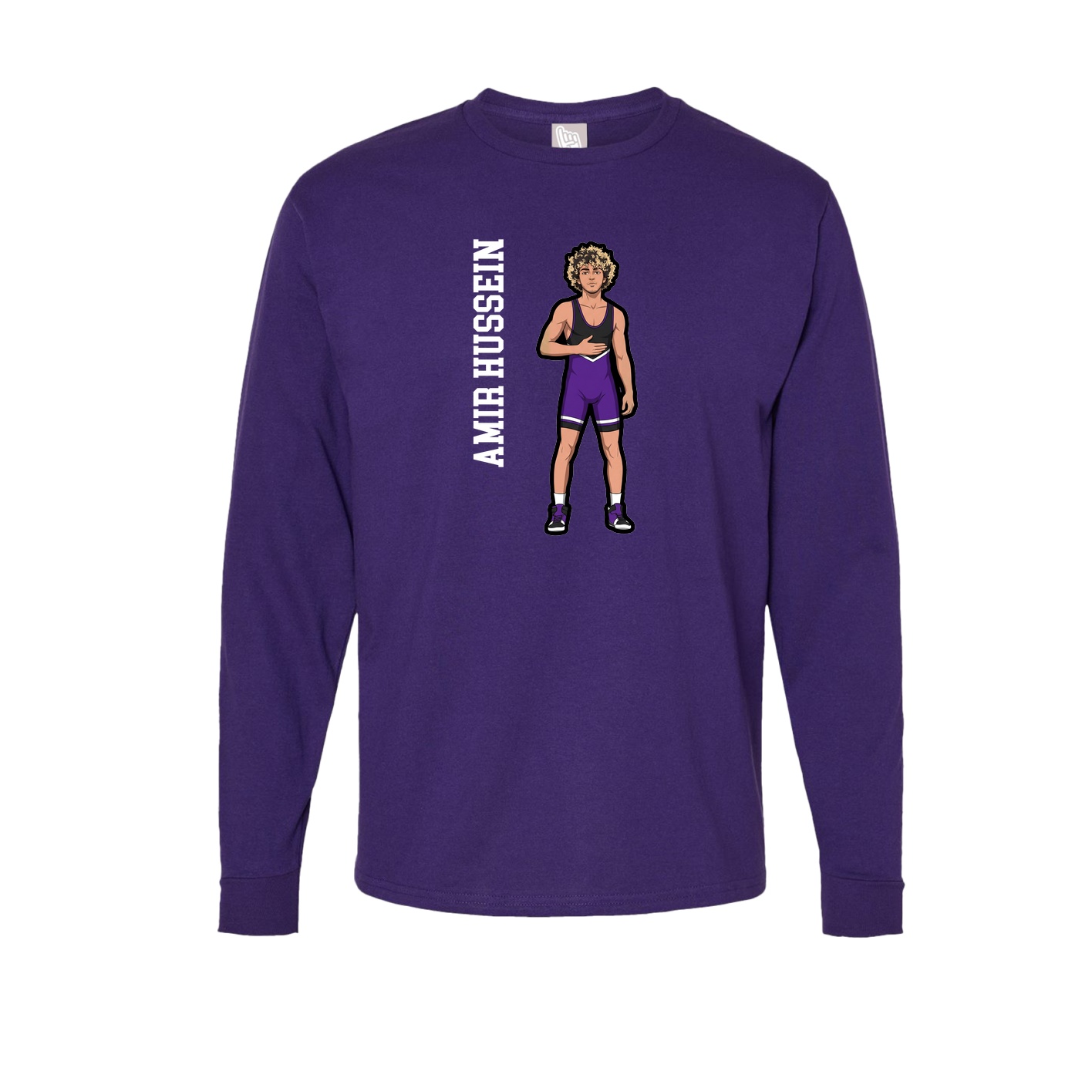 Long Sleeve Tee — Name Vertical in Purple