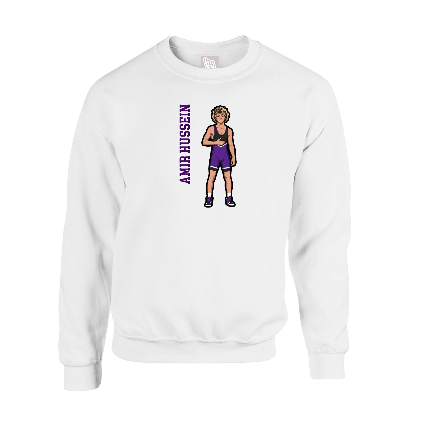 Fleece Crew — Name Vertical in White
