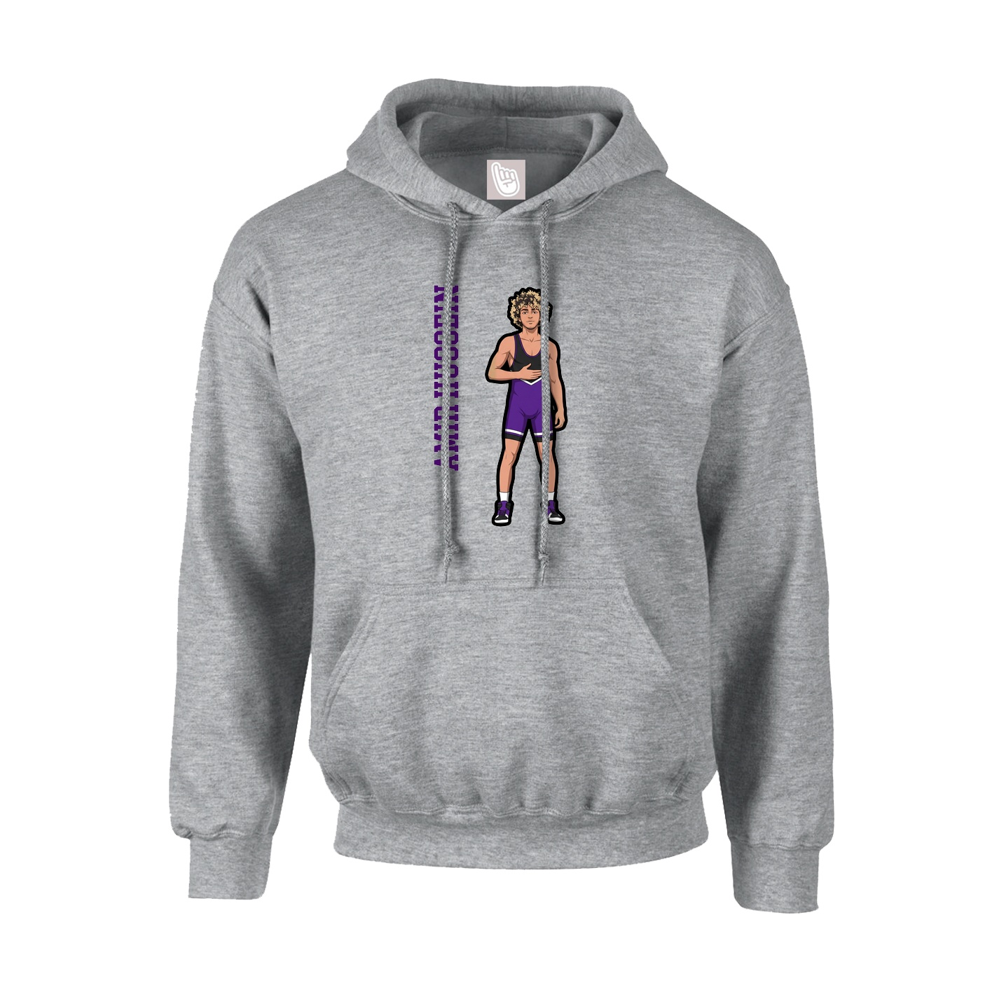 Youth Hoodie — Name Vertical in Grey