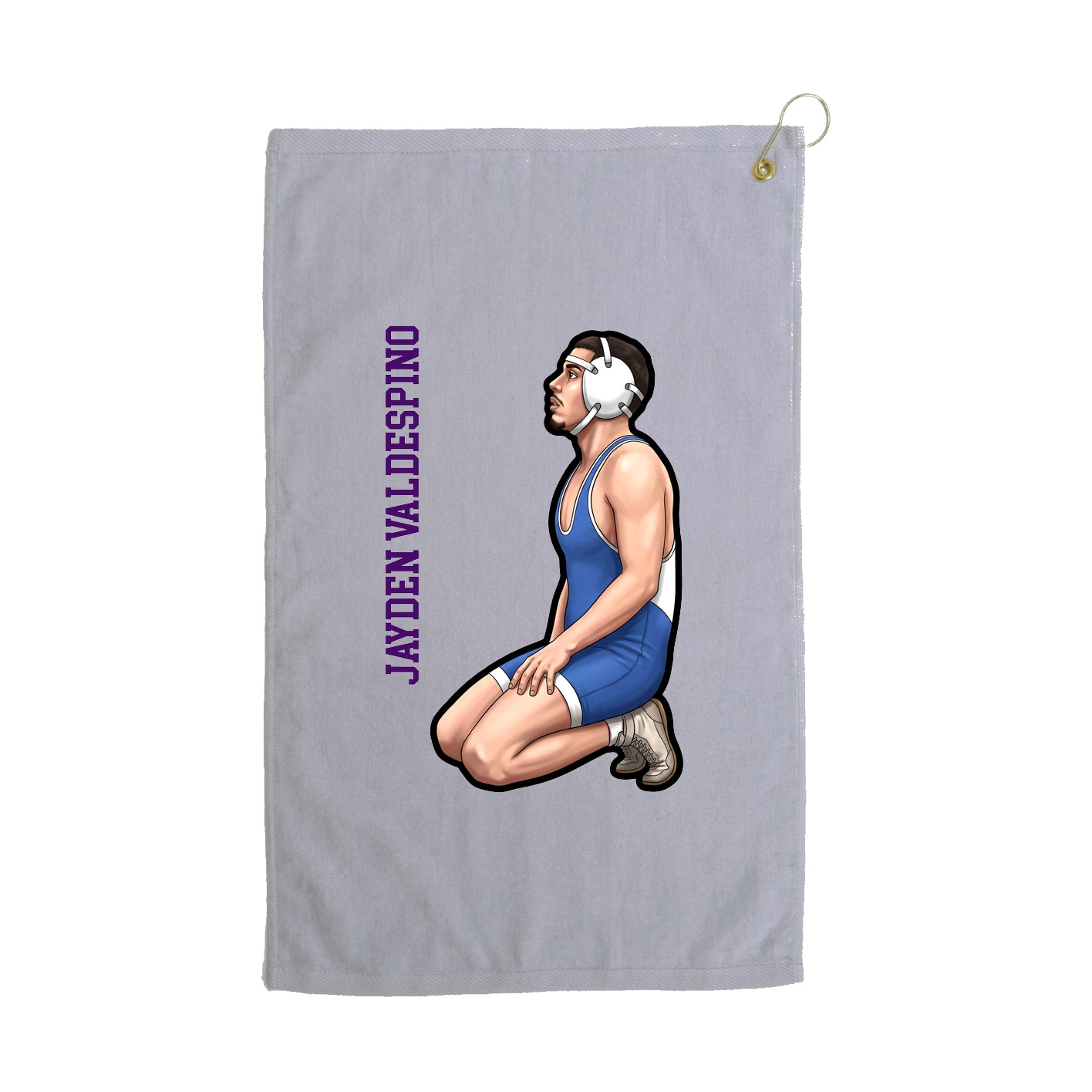 Golf Towel — Name Vertical in Grey