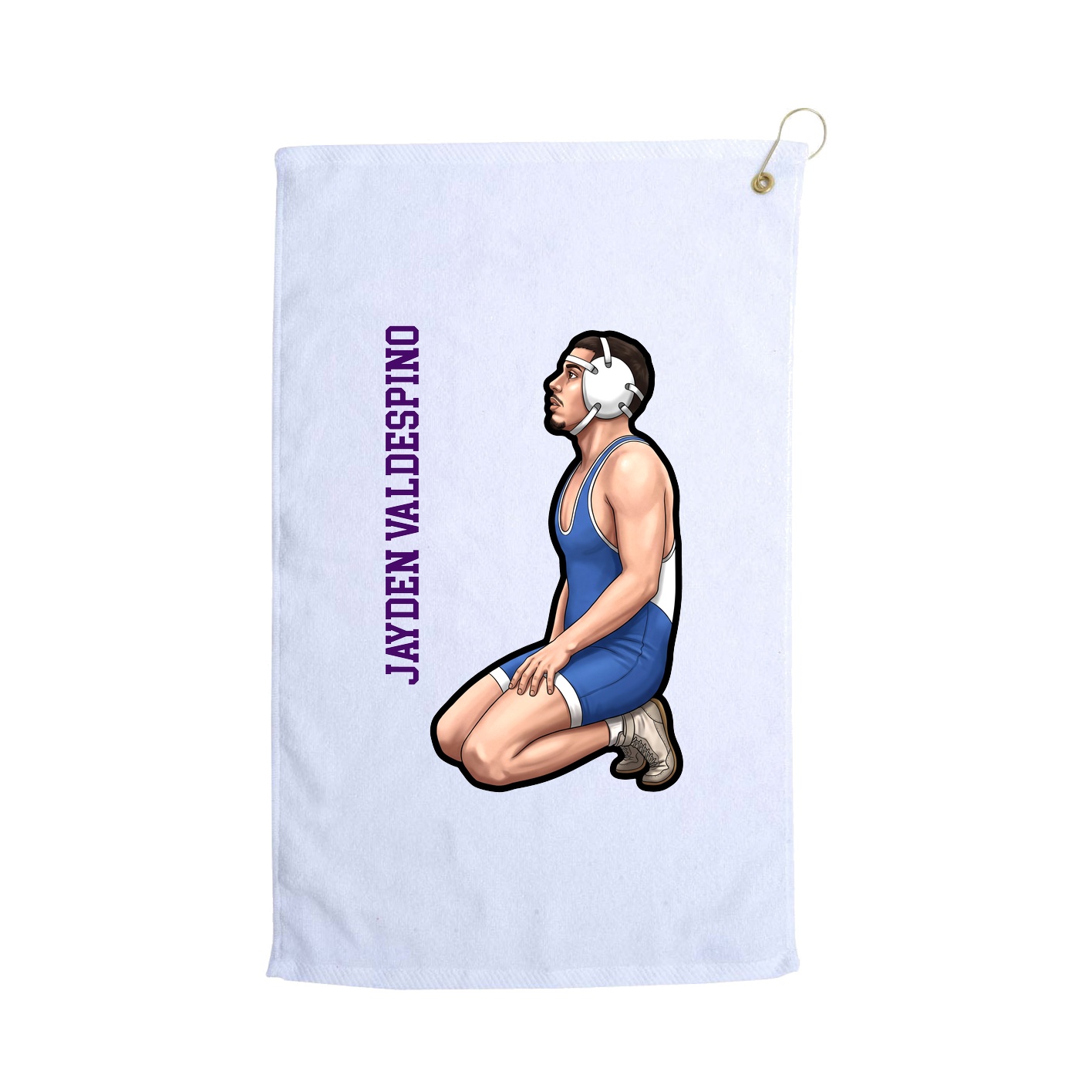 Golf Towel — Name Vertical in White