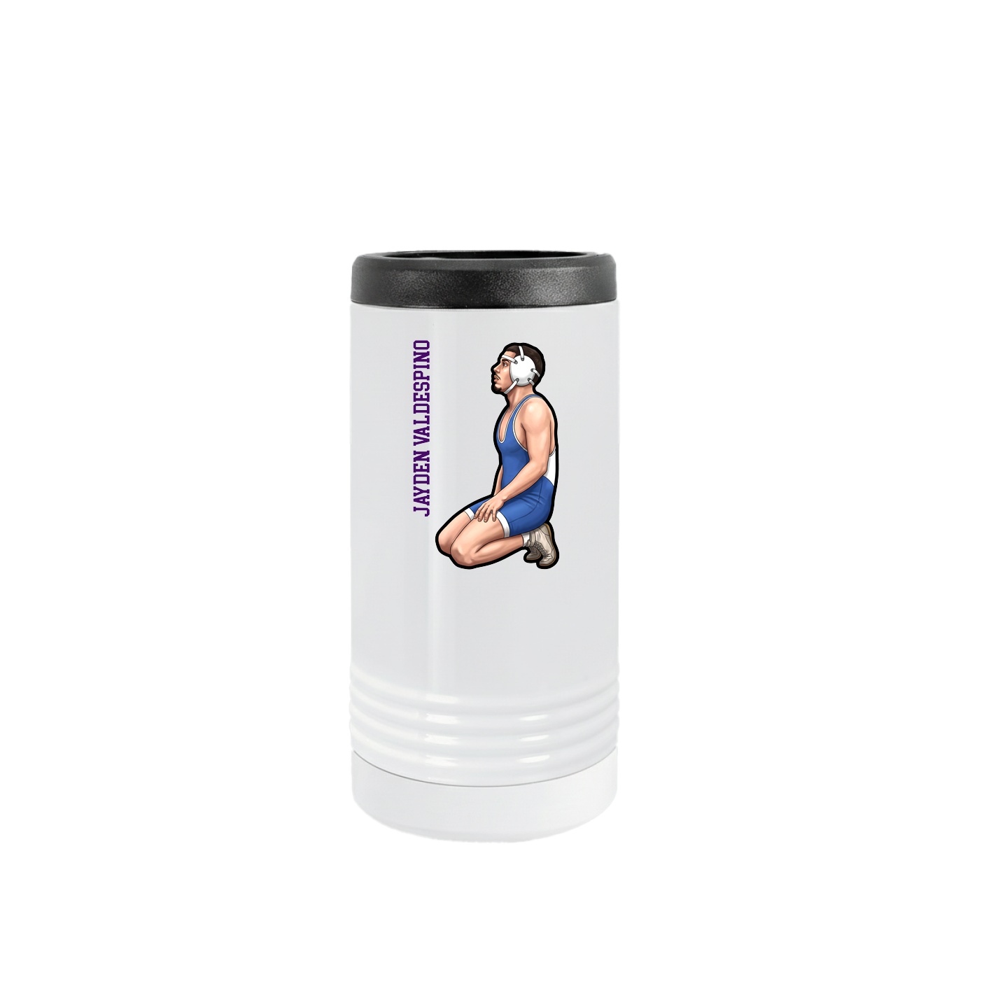 Slim Beverage Holder — Name Vertical in White