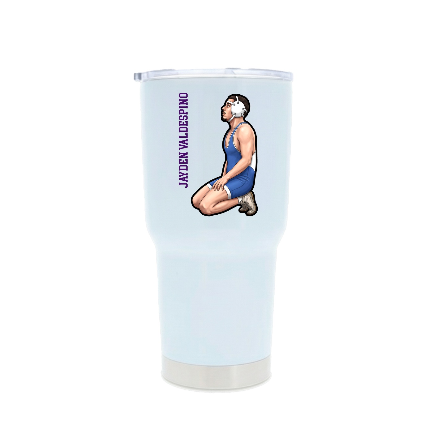 30oz Stainless Steel Tumbler — Name Vertical in White
