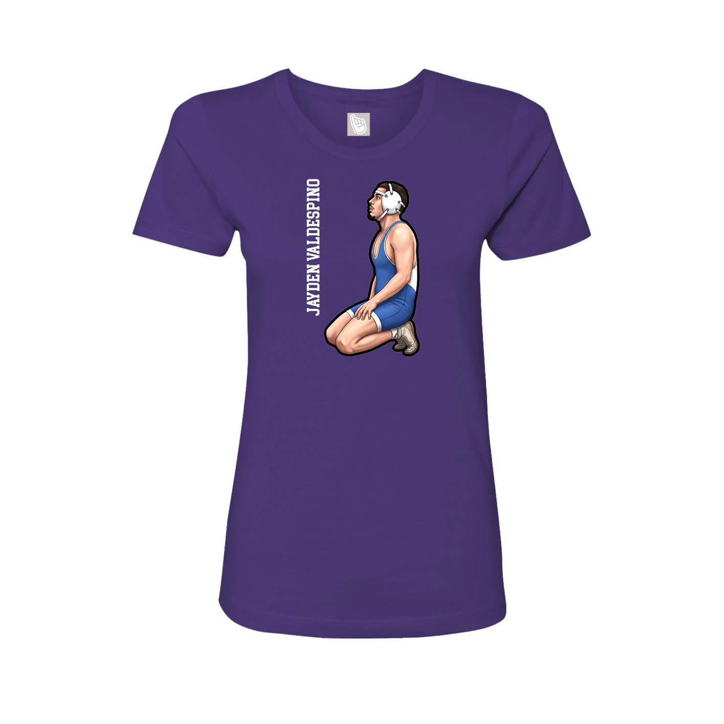Fitted Women's Tee — Name Vertical in Purple