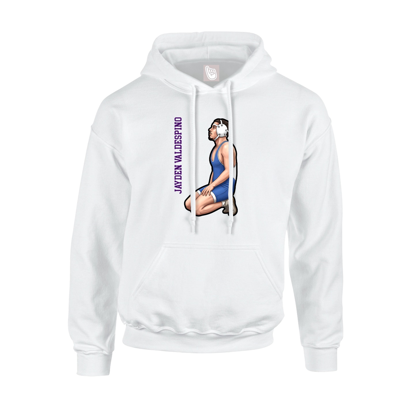 Youth Hoodie — Name Vertical in White
