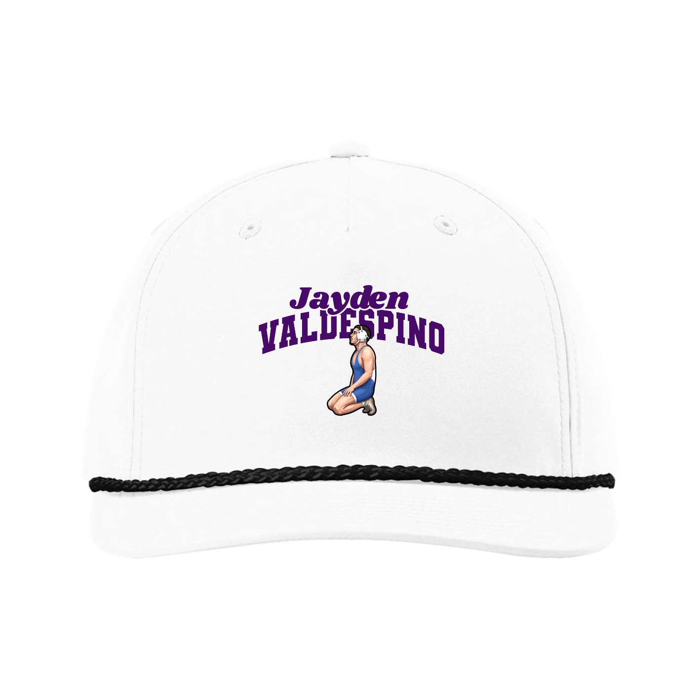Five-Panel Classic Rope Cap — Signature Arch in White
