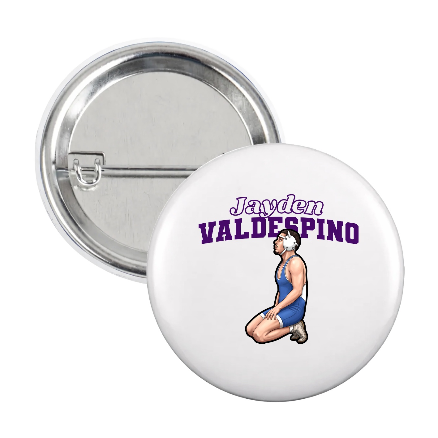 Game Day Button — Name Arch in White