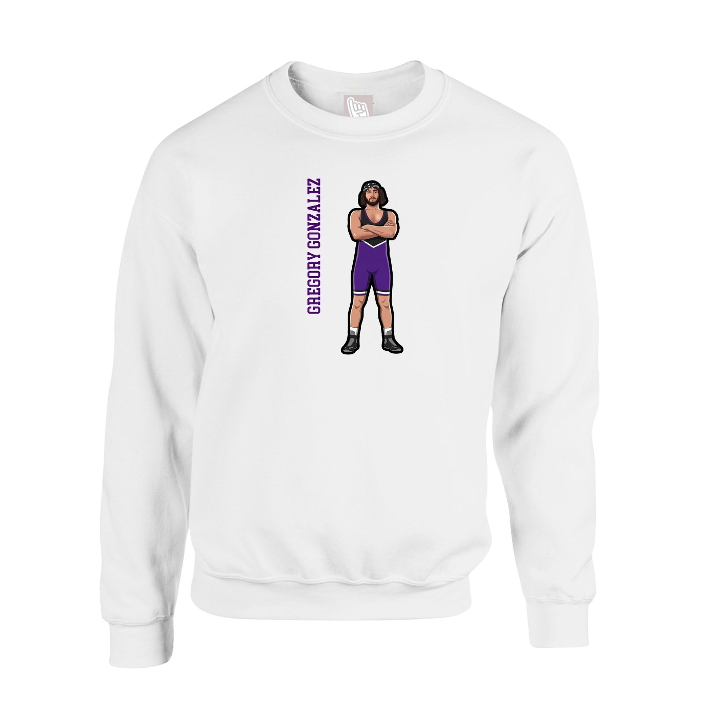 Fleece Crew — Name Vertical in White