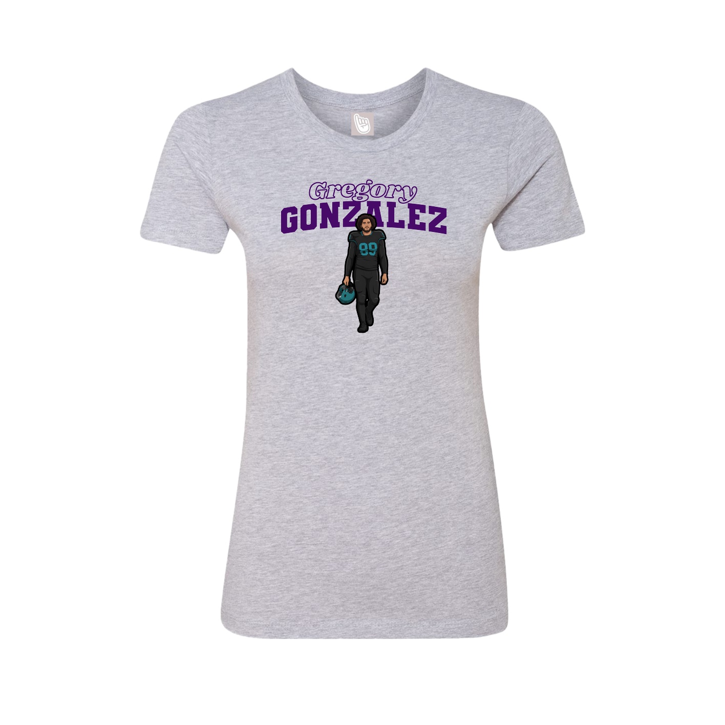 Fitted Women's Tee — Name Arch in Grey