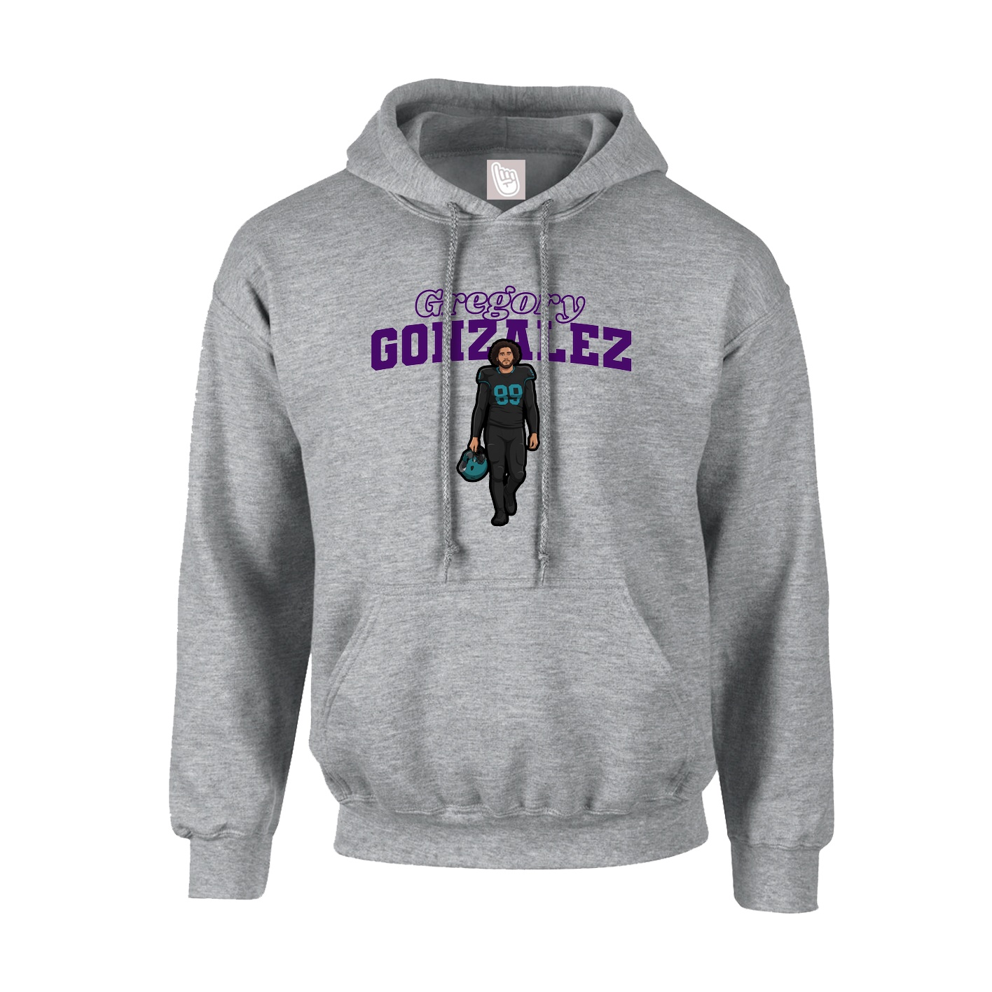 Youth Hoodie — Name Arch in Grey