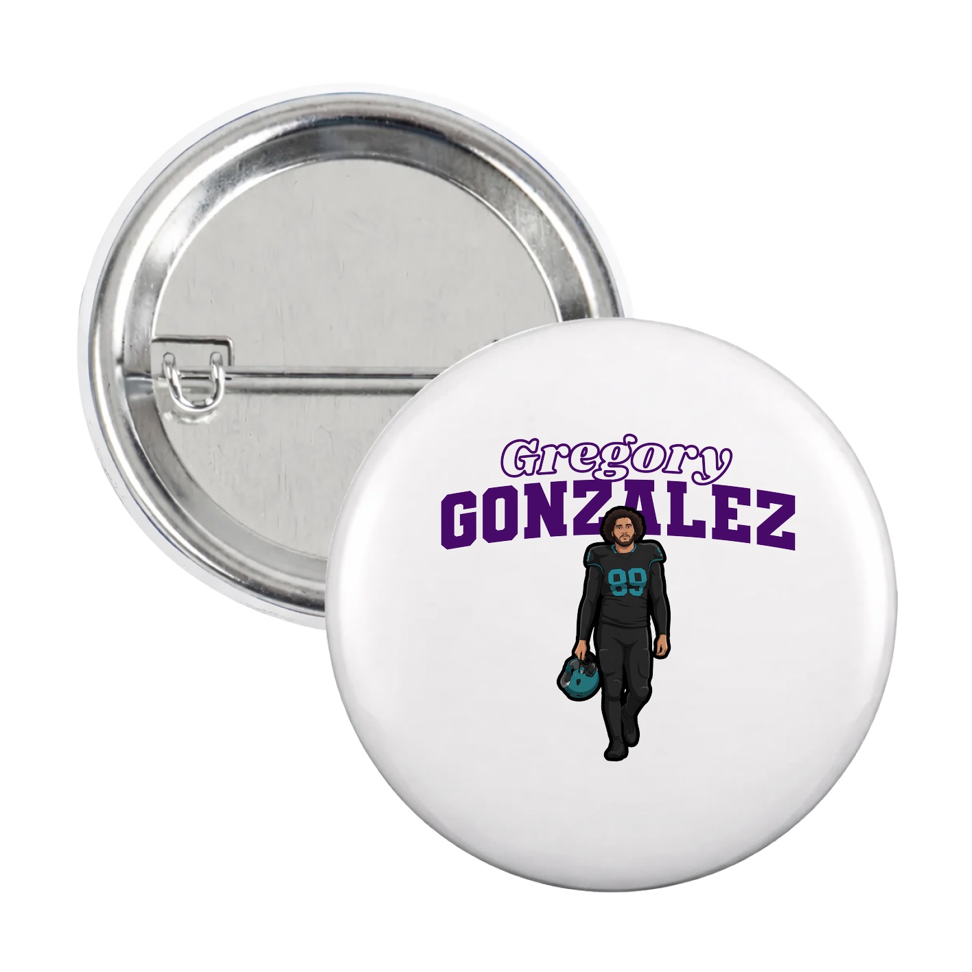 Game Day Button — Name Arch in White