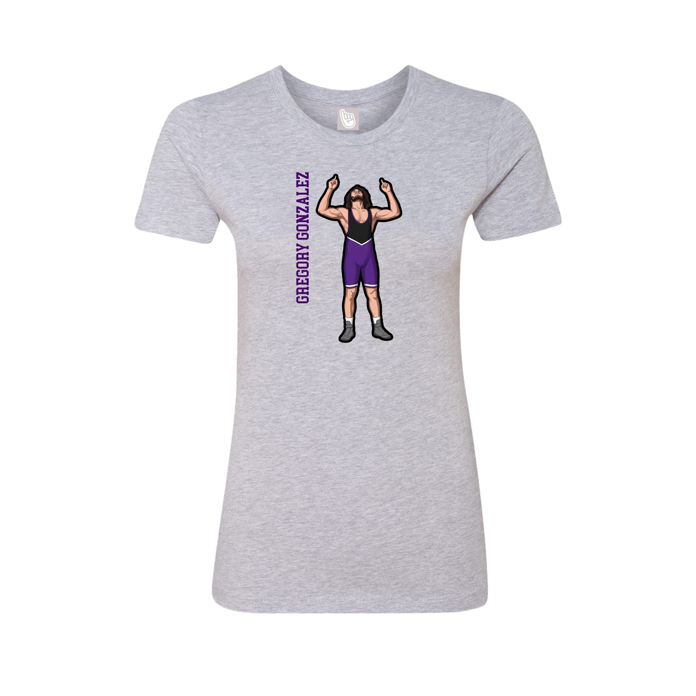 Fitted Women's Tee — Name Vertical in Grey