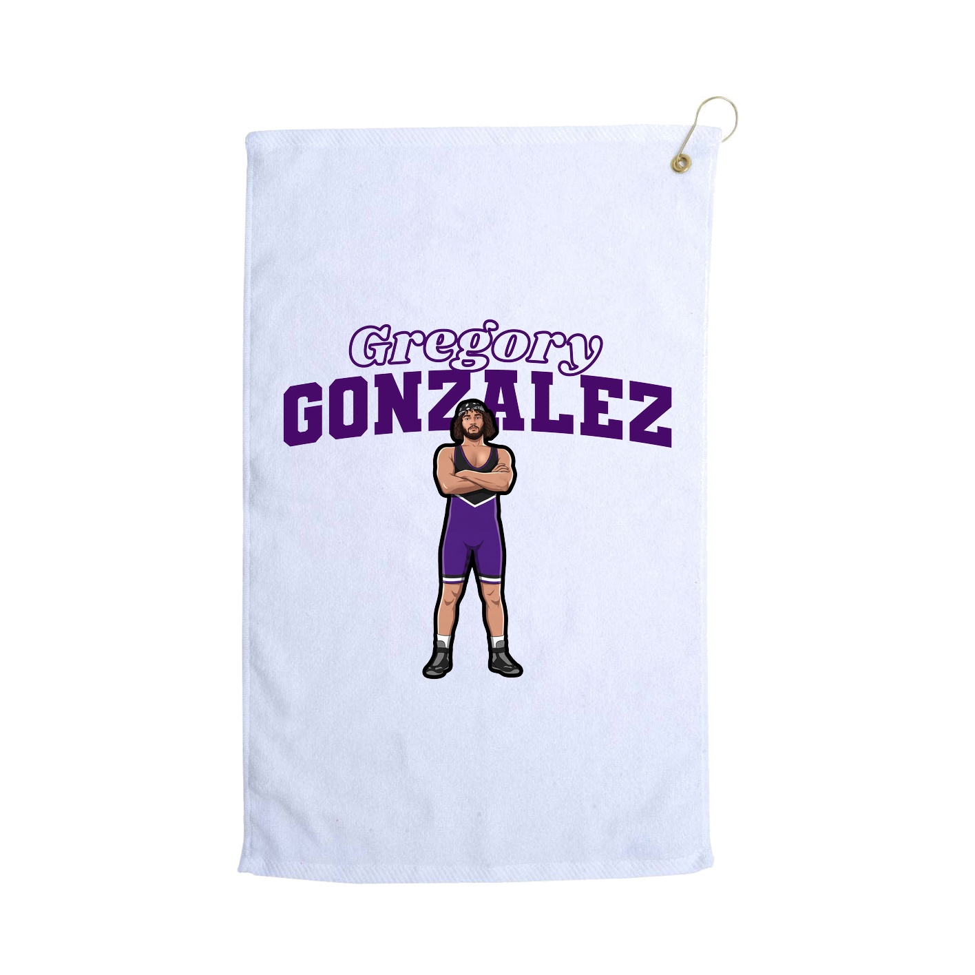 Golf Towel — Name Arch in White
