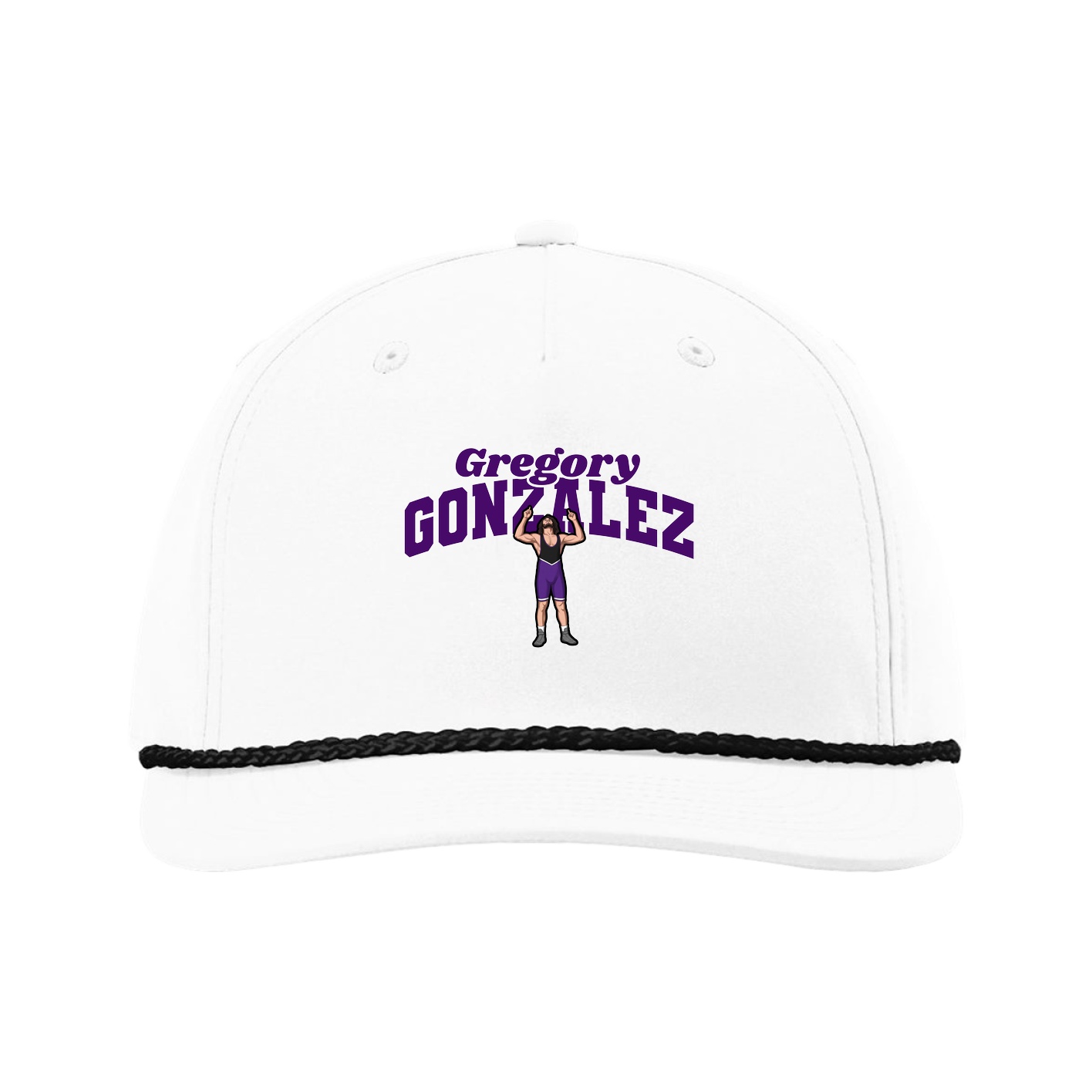 Five-Panel Classic Rope Cap — Signature Arch in White