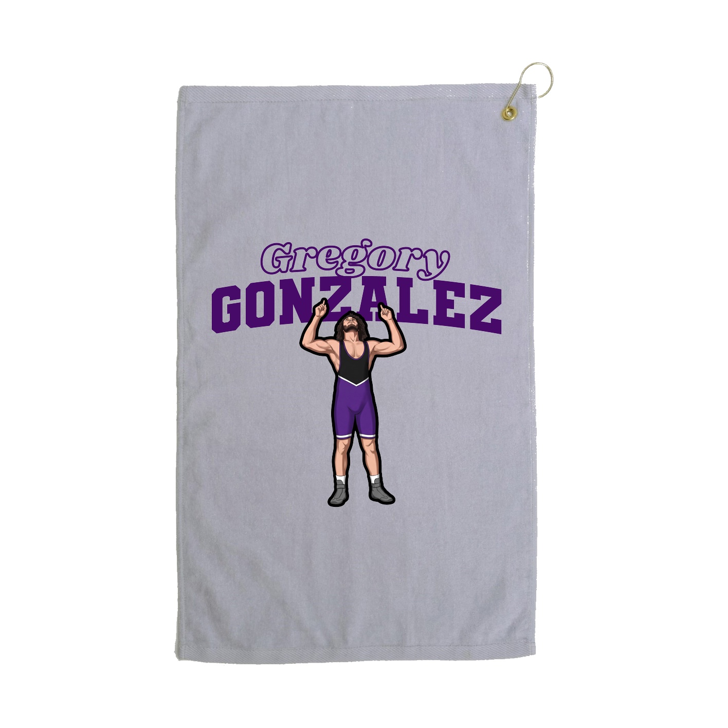 Golf Towel — Name Arch in Grey