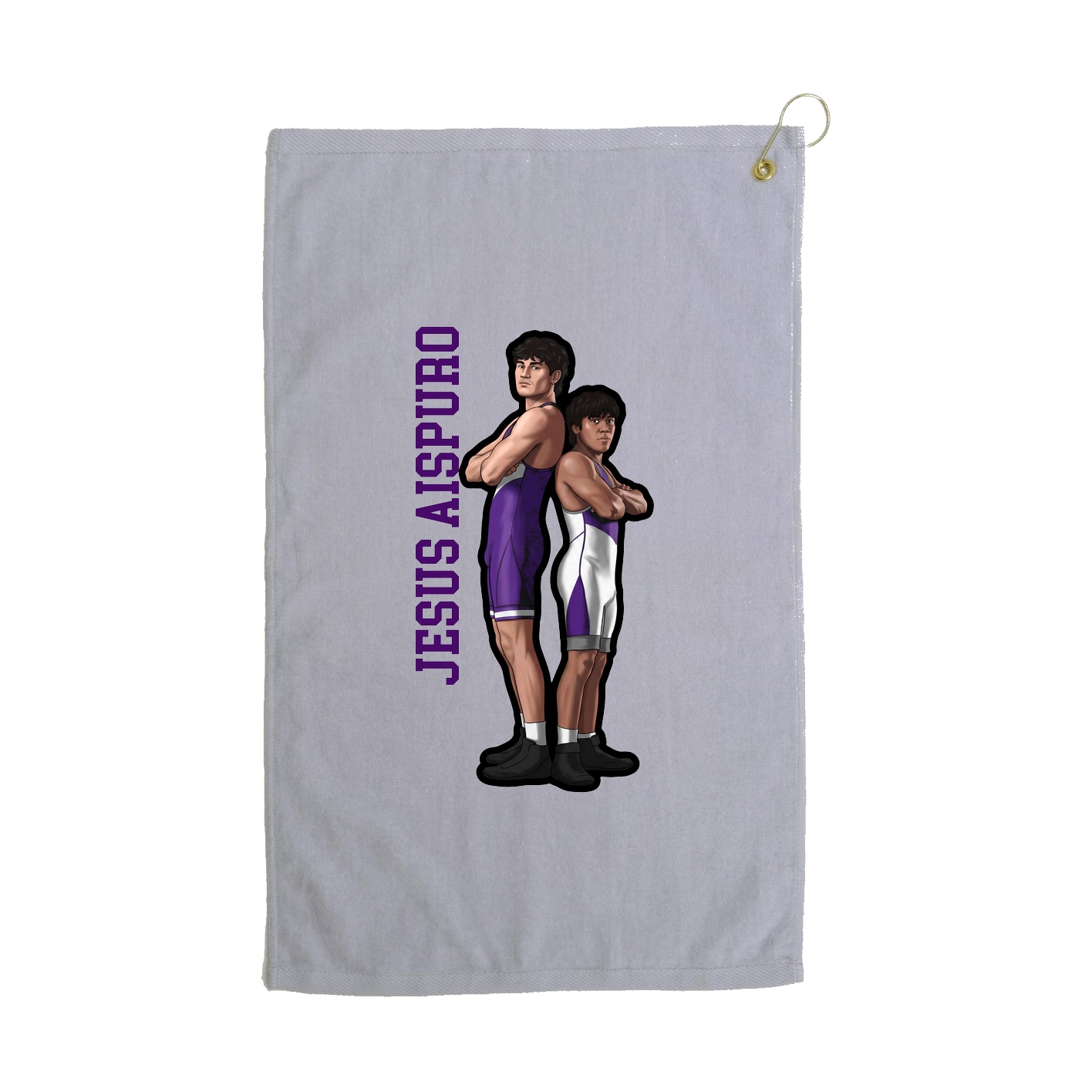 Golf Towel — Name Vertical in Grey