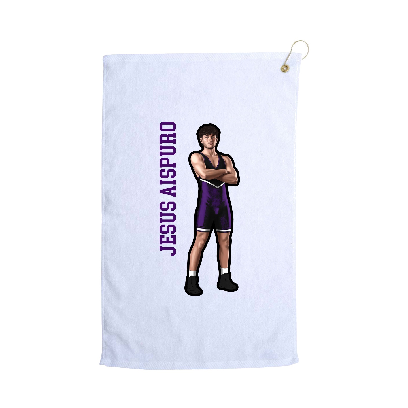 Golf Towel — Name Vertical in White
