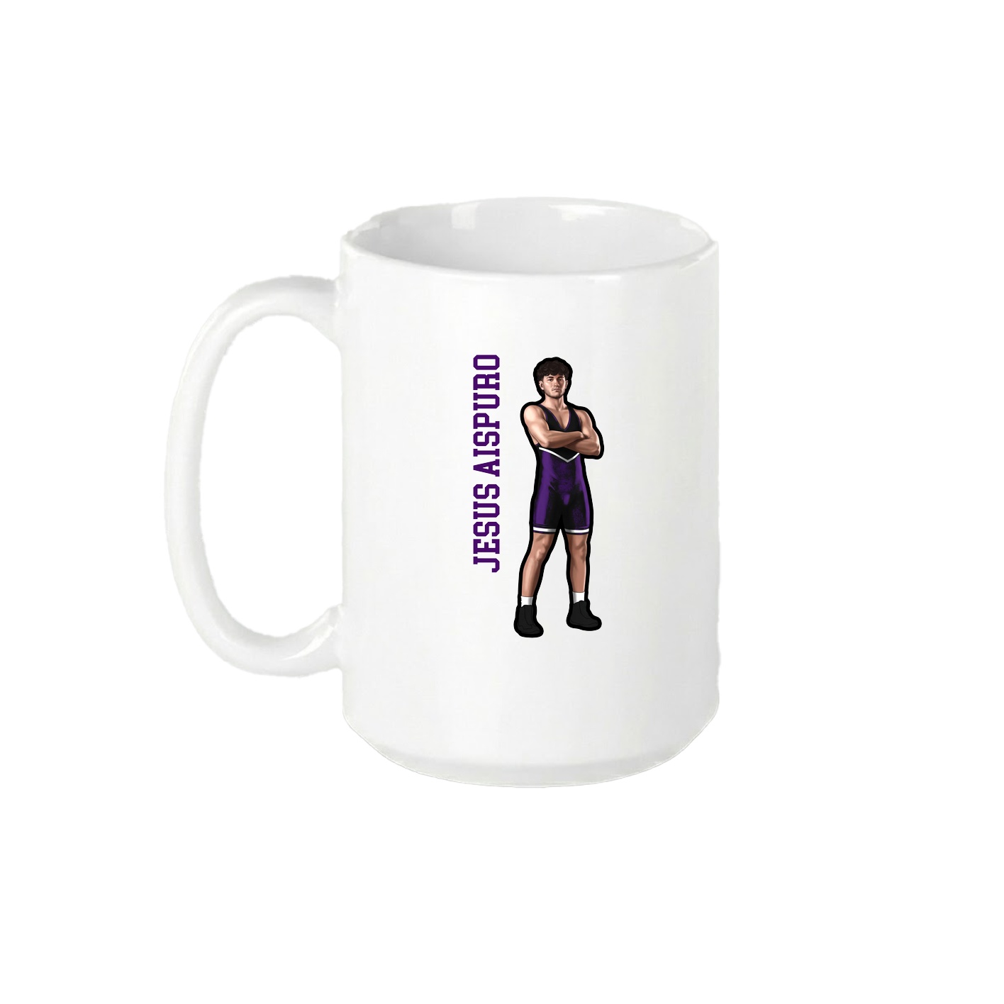 15oz Coffee Mug — Name Vertical in White