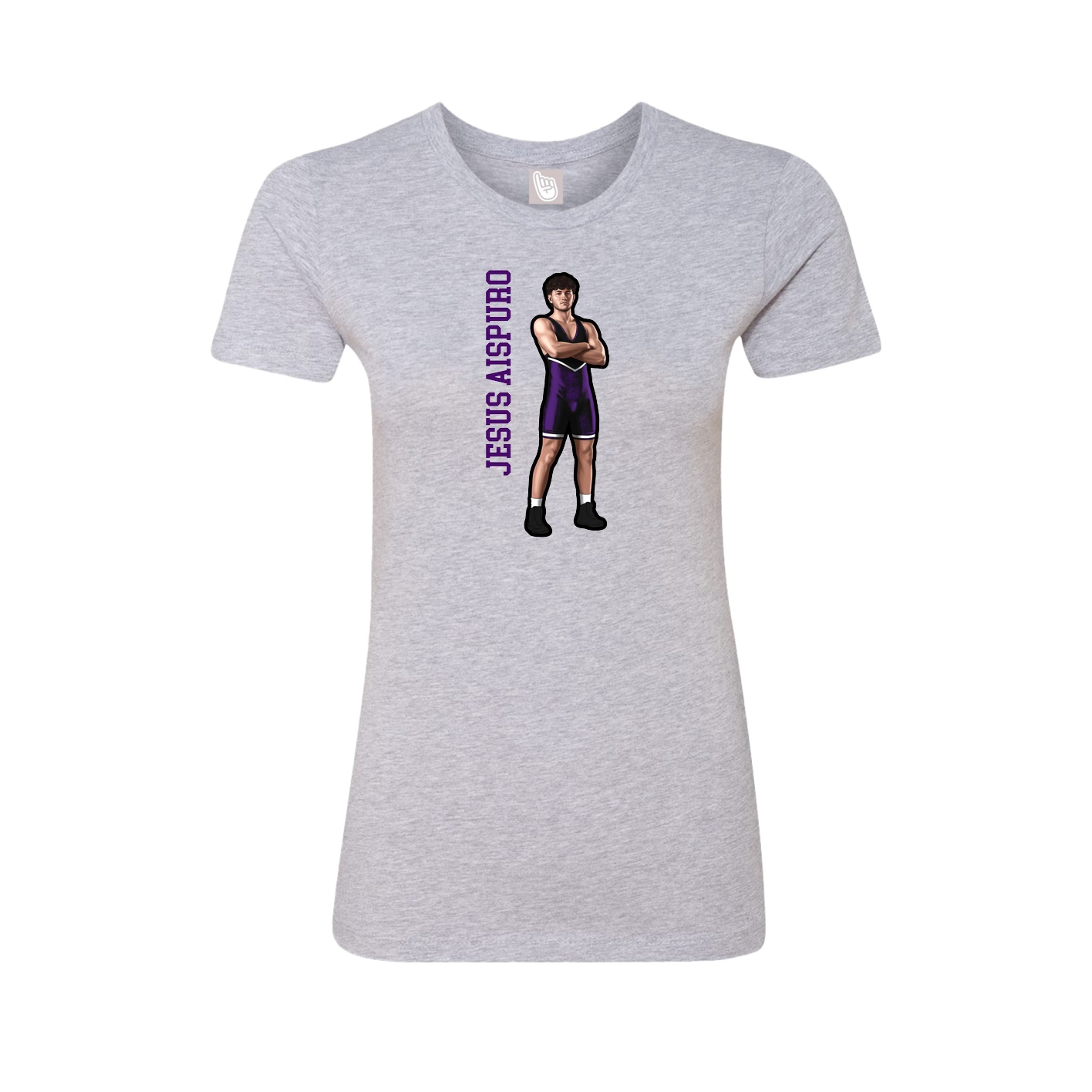 Fitted Women's Tee — Name Vertical in Grey