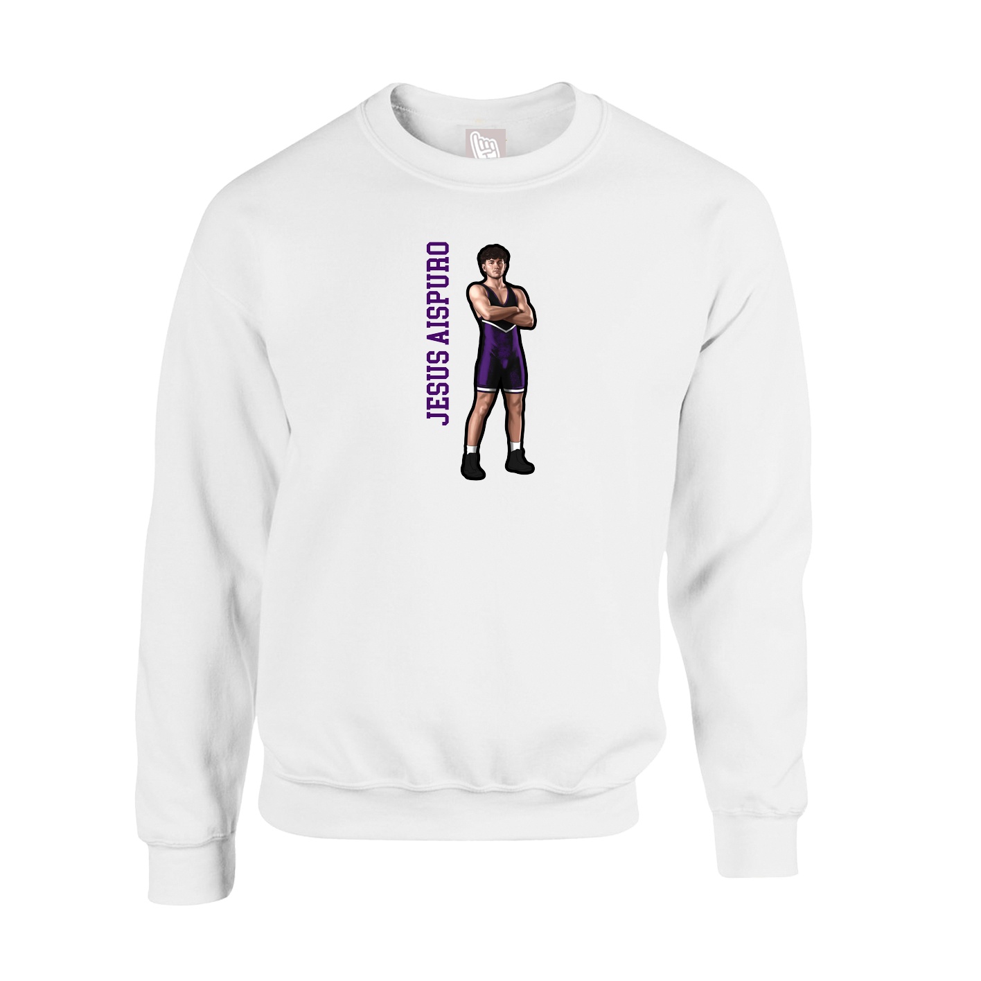 Fleece Crew — Name Vertical in White