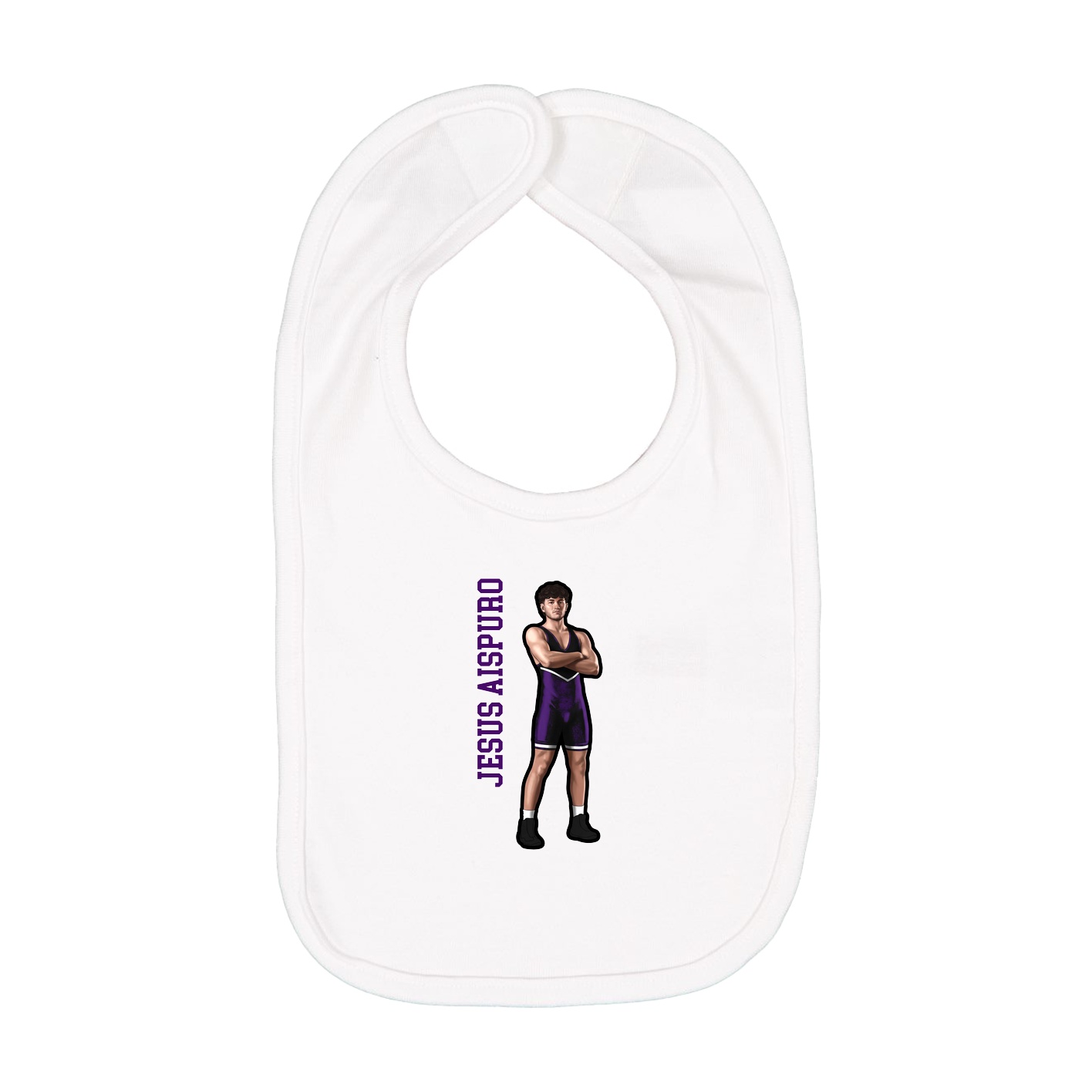 Infant Bib — Name Vertical in White