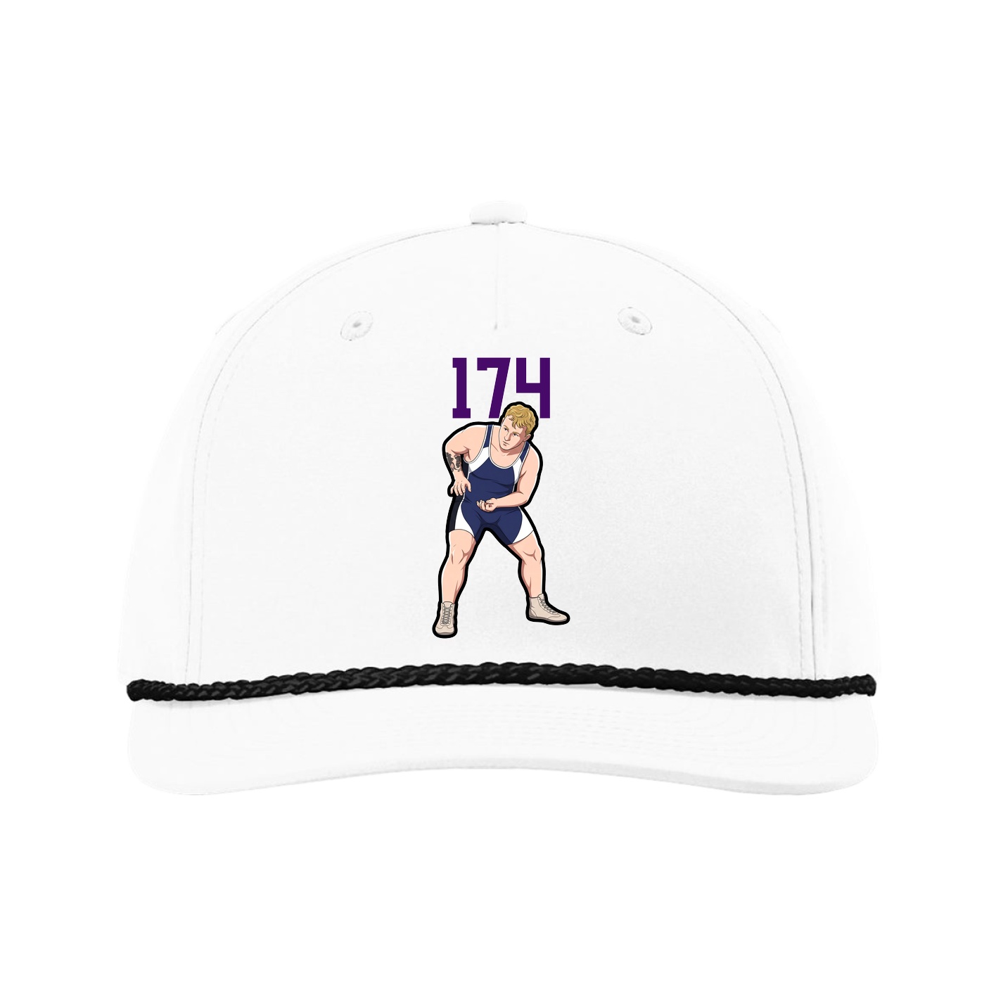 Five-Panel Classic Rope Cap — Number Top in White