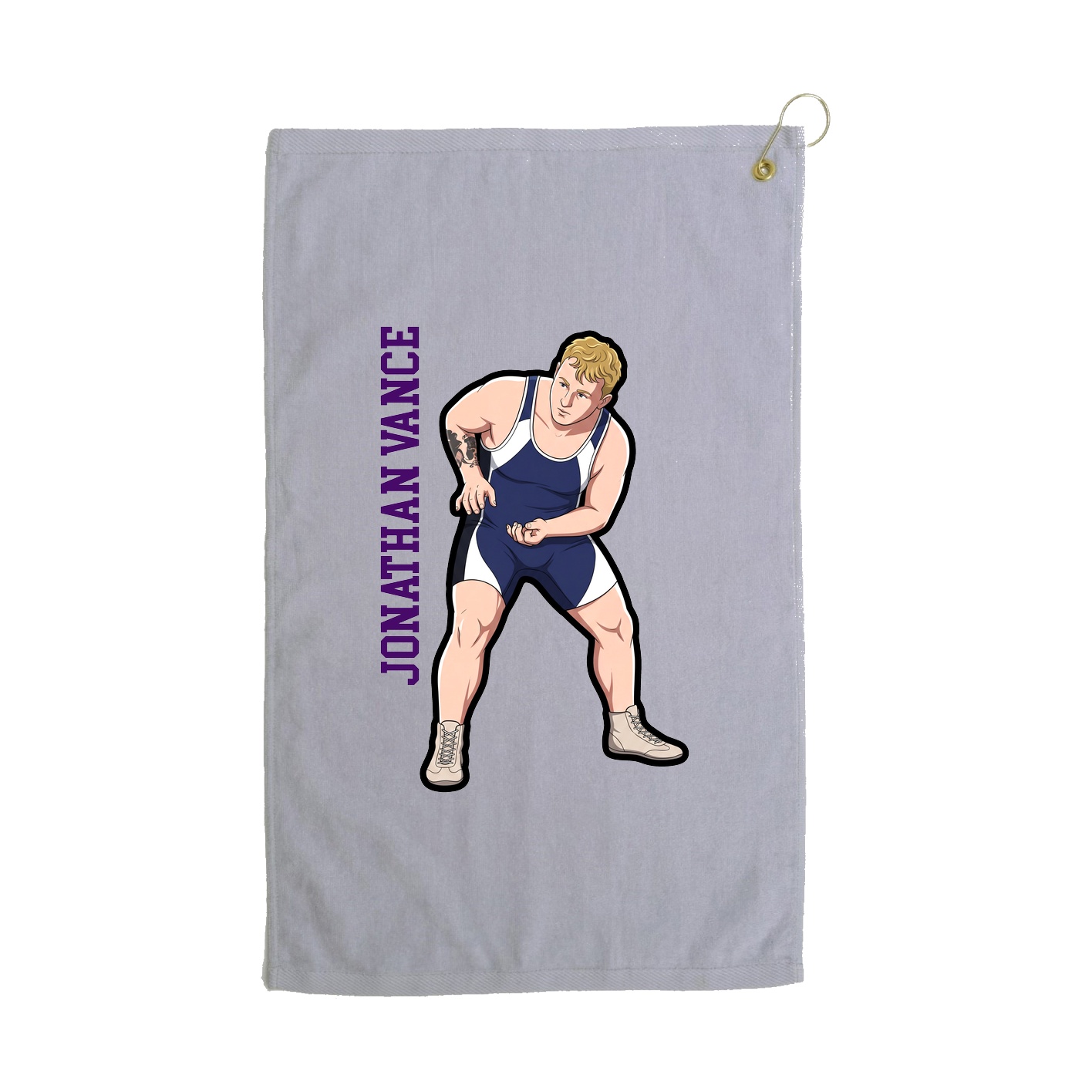 Golf Towel — Name Vertical in Grey