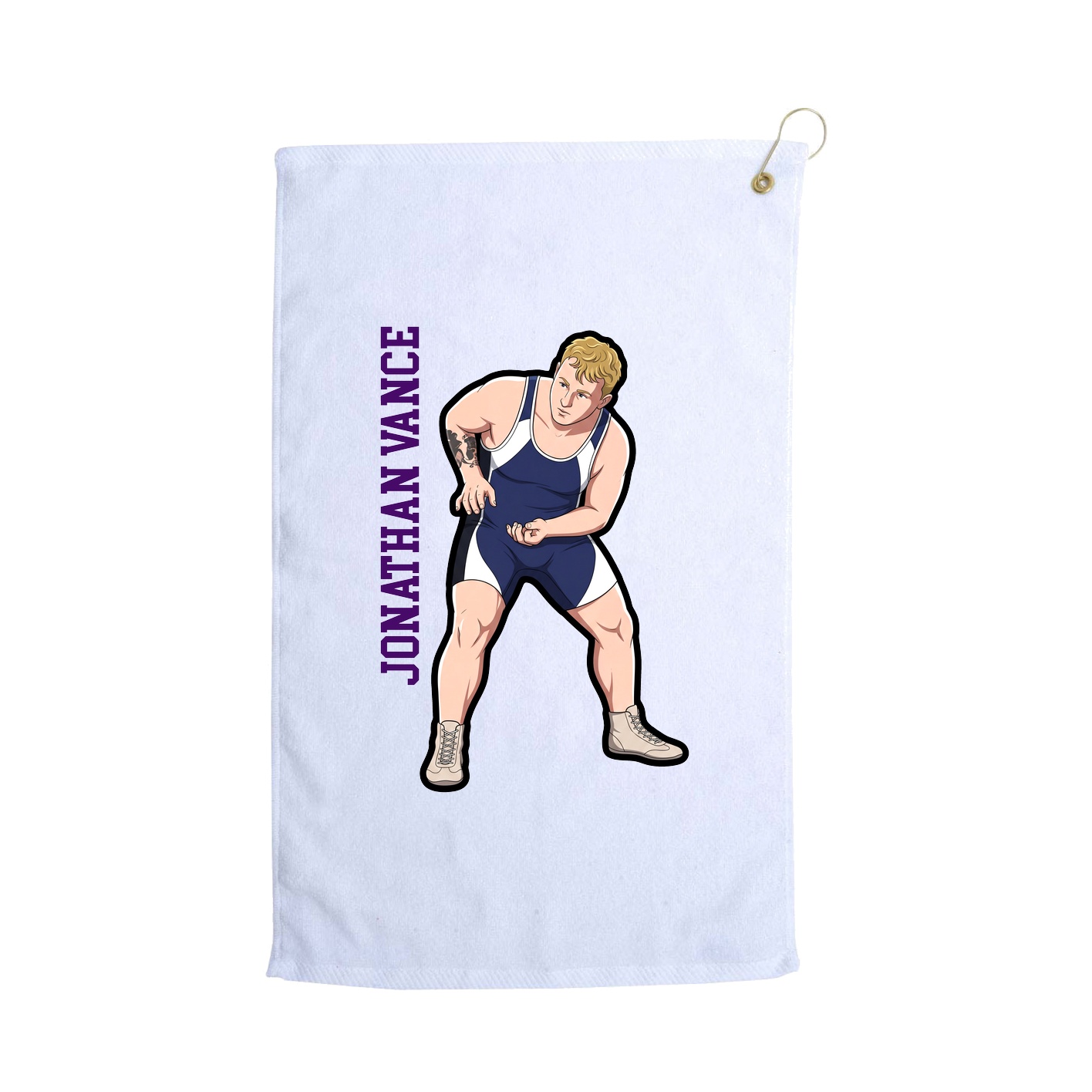 Golf Towel — Name Vertical in White