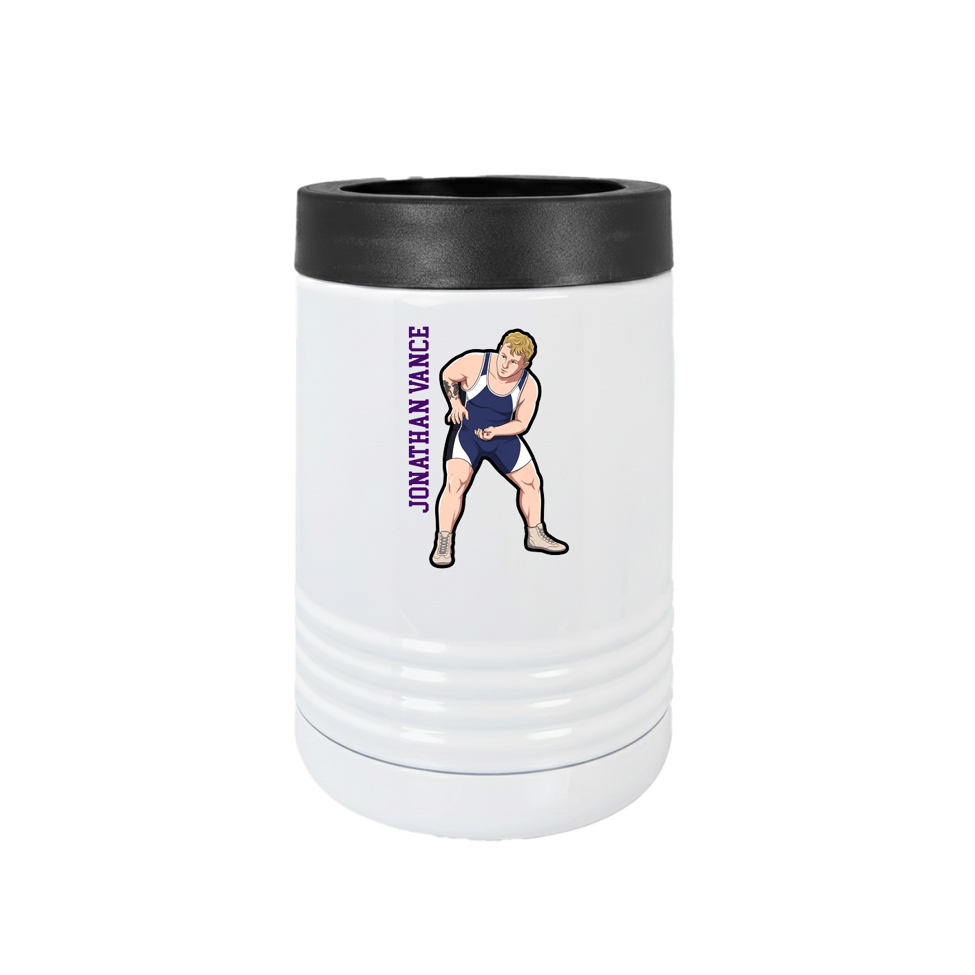 Beverage Holder — Name Vertical in White