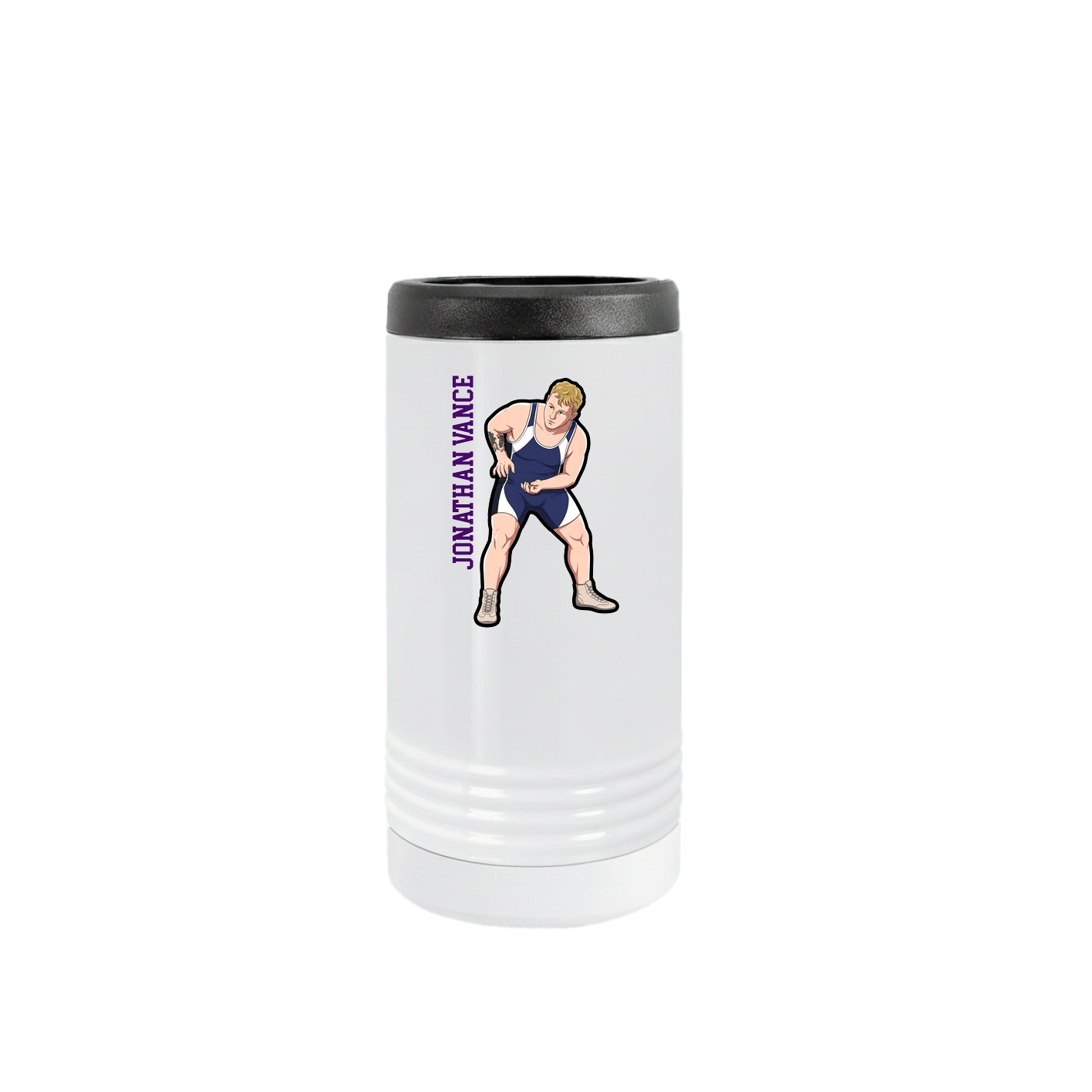 Slim Beverage Holder — Name Vertical in White