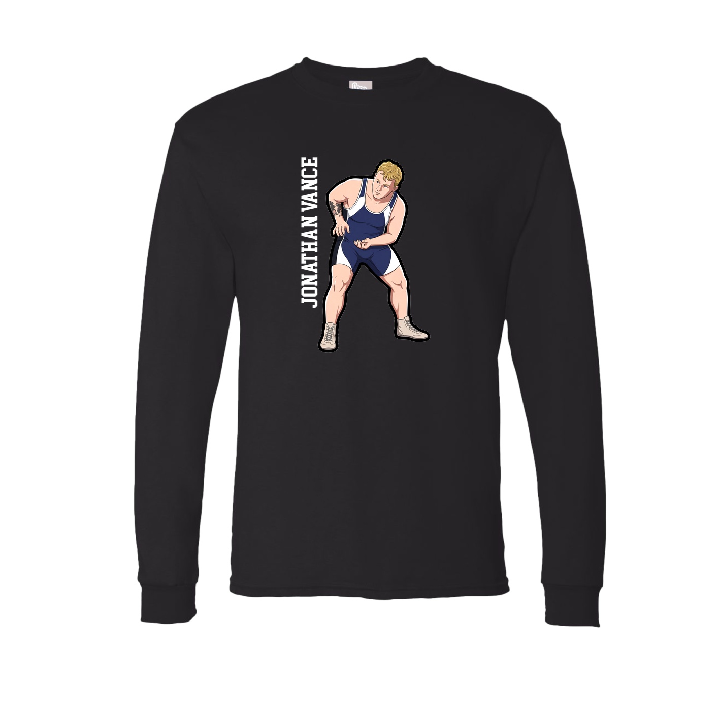 Long Sleeve Tee — Name Vertical in Black
