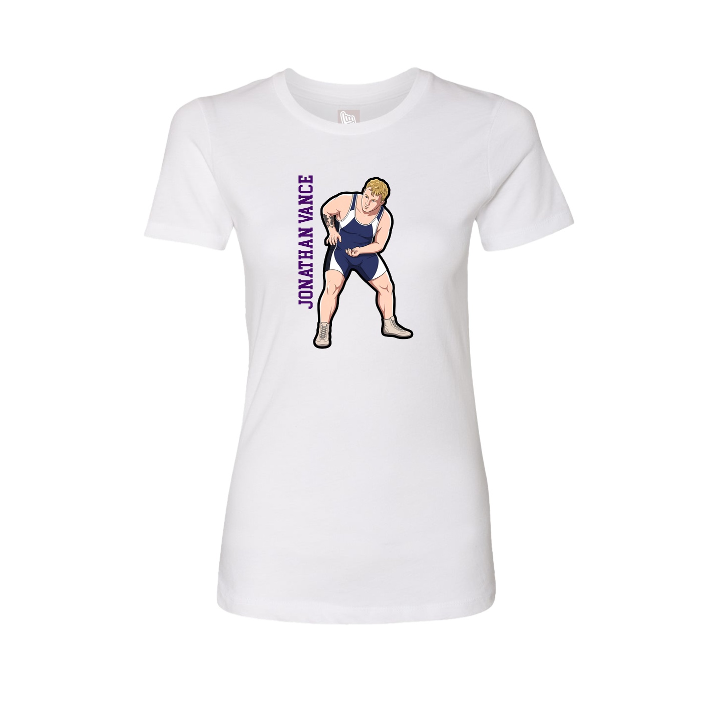 Fitted Women's Tee — Name Vertical in White