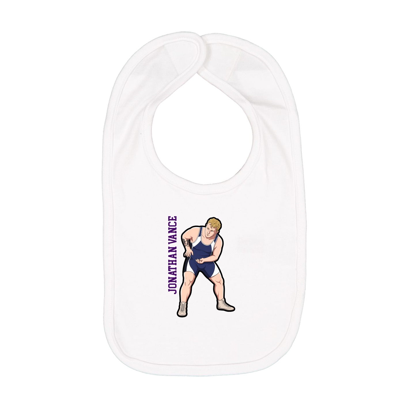 Infant Bib — Name Vertical in White