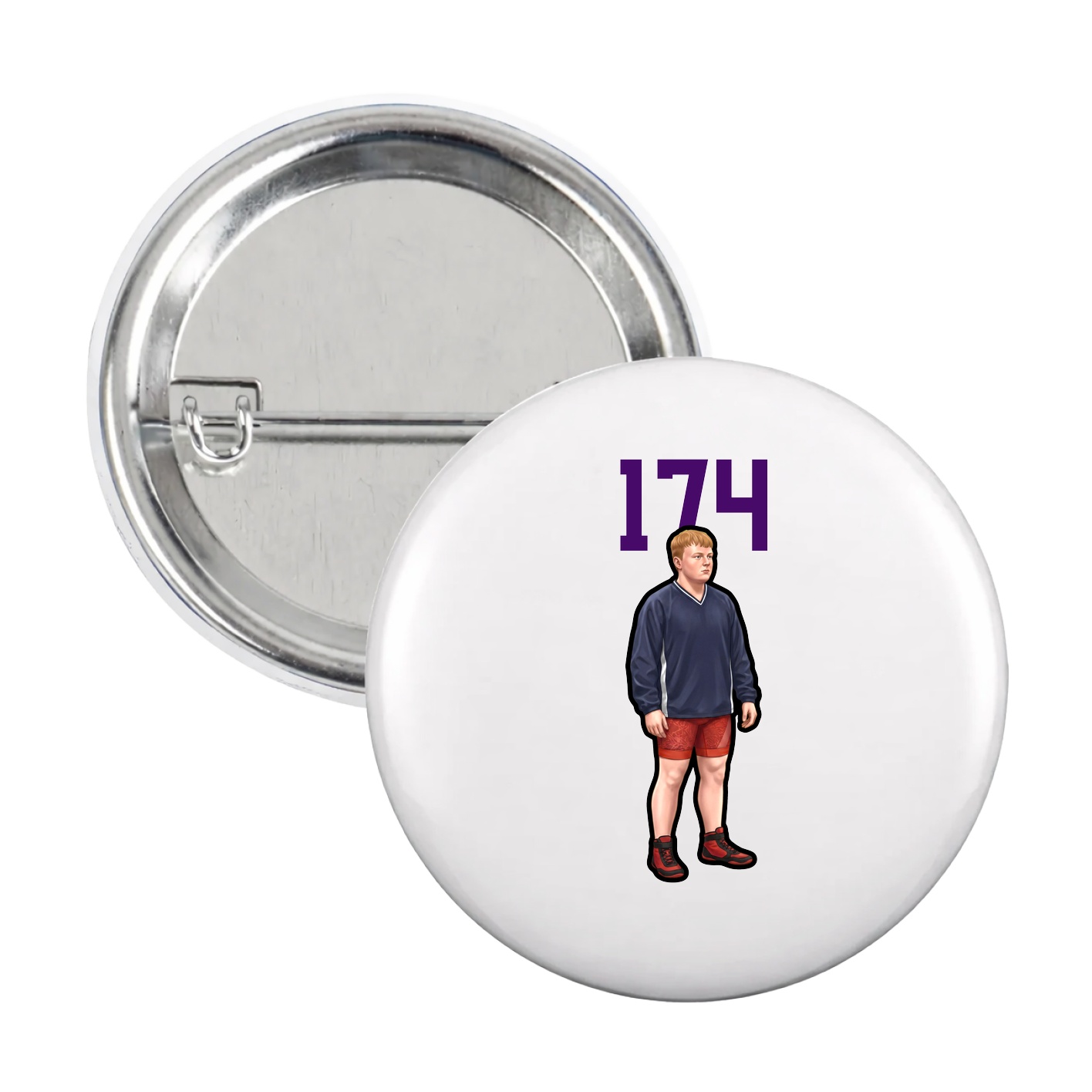 Game Day Button — Number Top in White