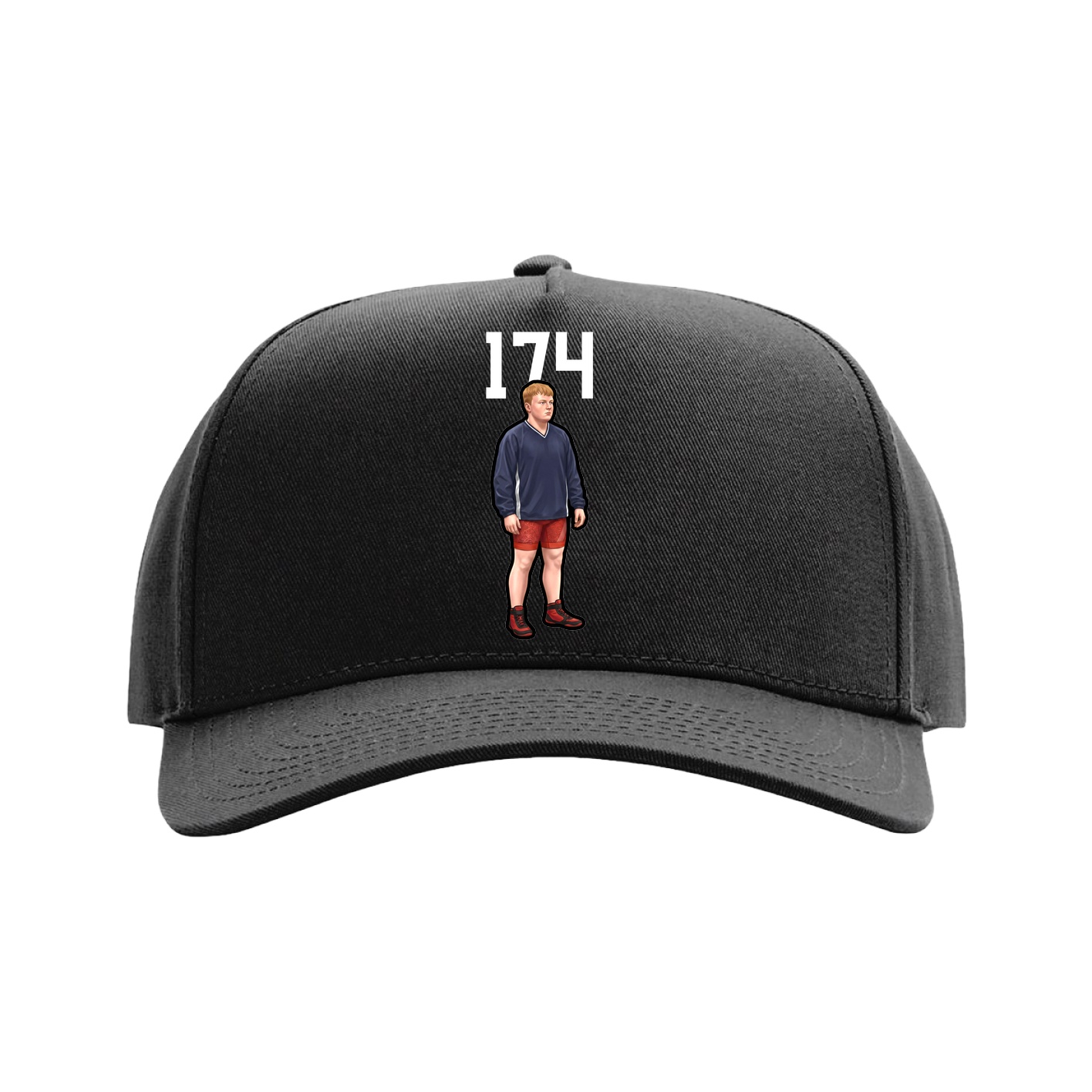 Full Fabric Five-Panel Champ Cap — Number Top in Black
