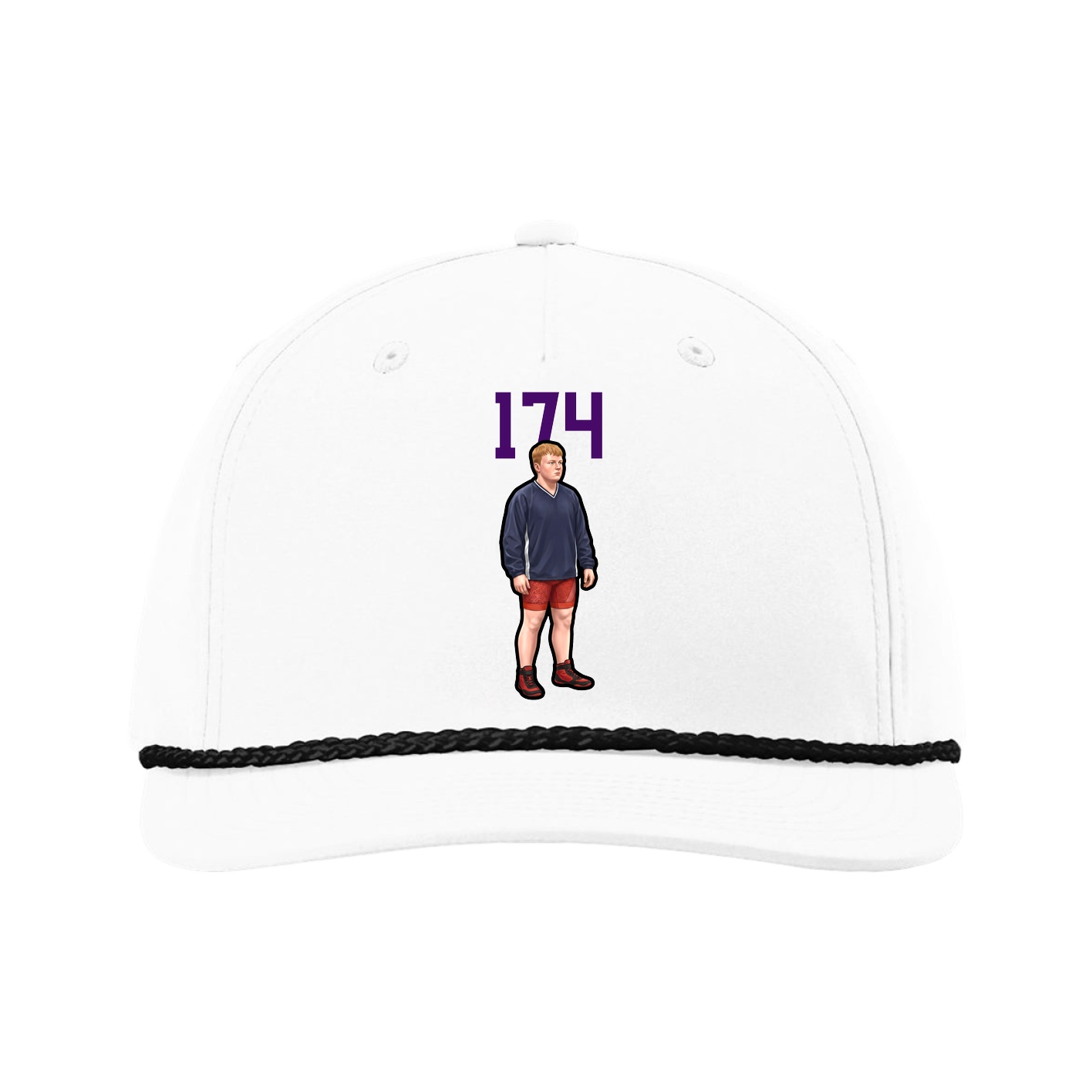 Five-Panel Classic Rope Cap — Number Top in White